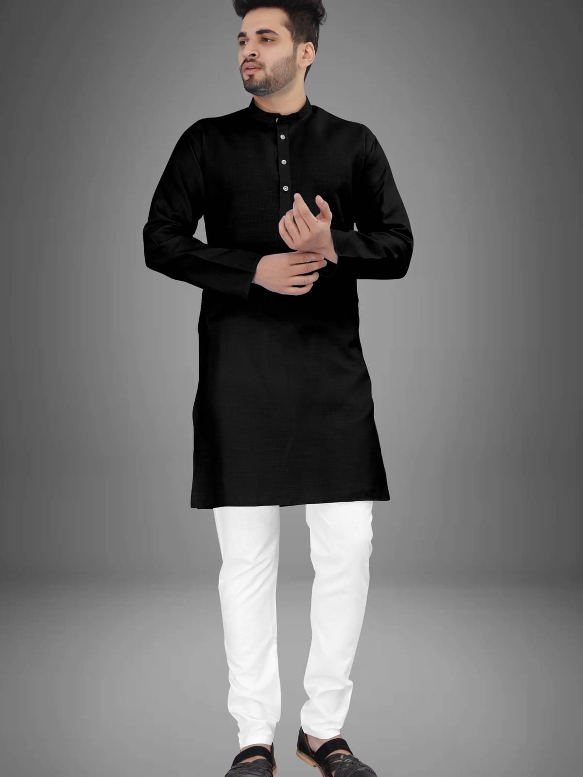     			Reiter White Cotton Blend Regular Fit Men's Kurta Pyjama Set ( Pack of 1 )
