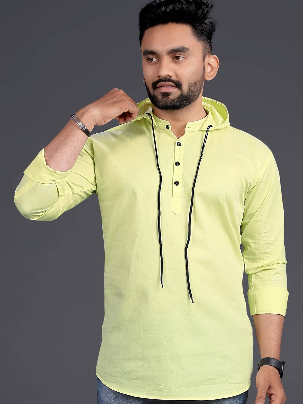 Reiter Yellow Cotton Blend Men's Shirt Style Kurta ( Pack of 1 )     			Reiter Yellow Cotton Blend Men's Shirt Style Kurta ( Pack of 1 )