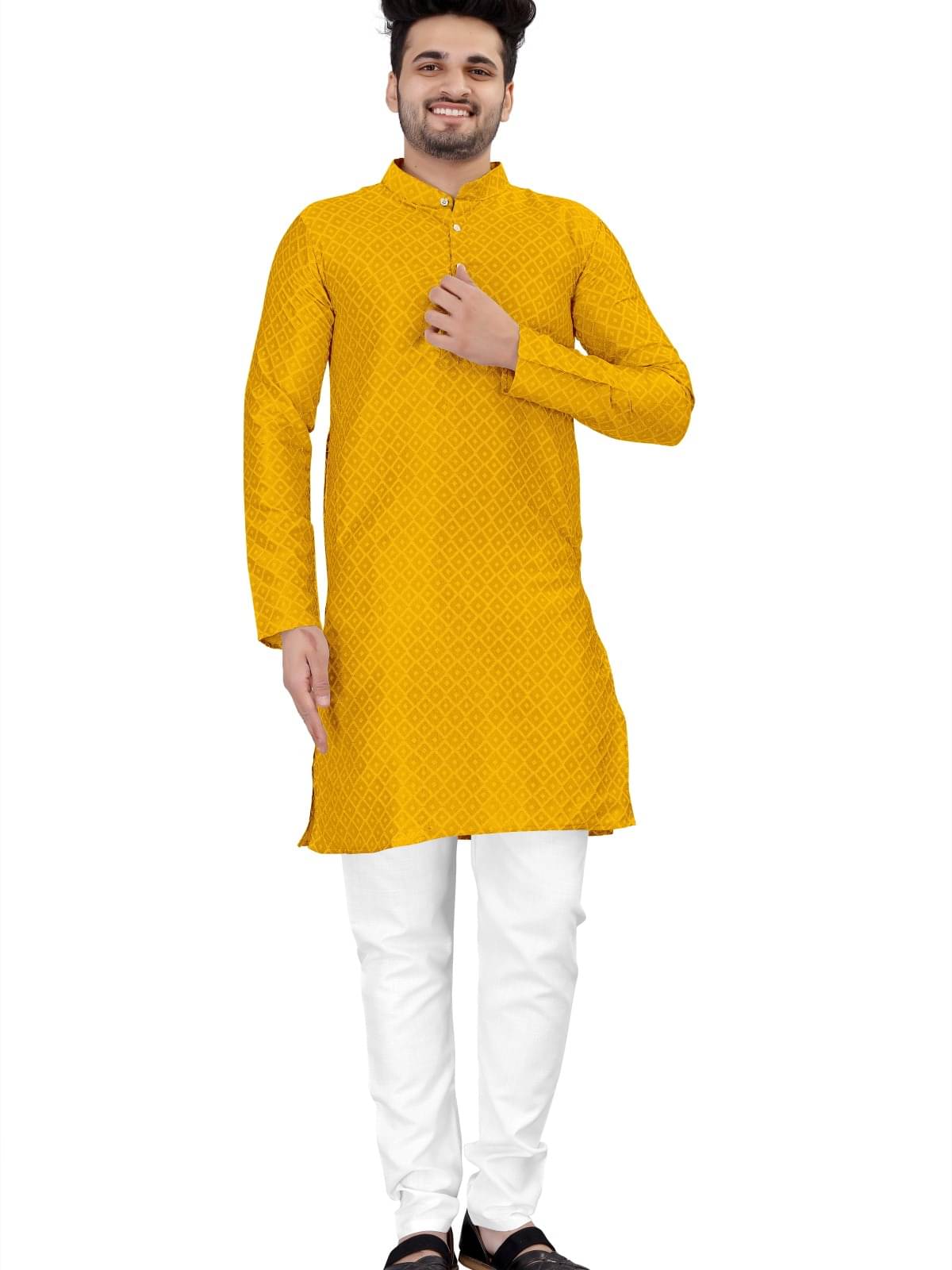 Reiter Yellow Cotton Blend Men's Regular Kurta ( Pack of 1 ) Reiter Yellow Cotton Blend Men's Regular Kurta ( Pack of 1 )