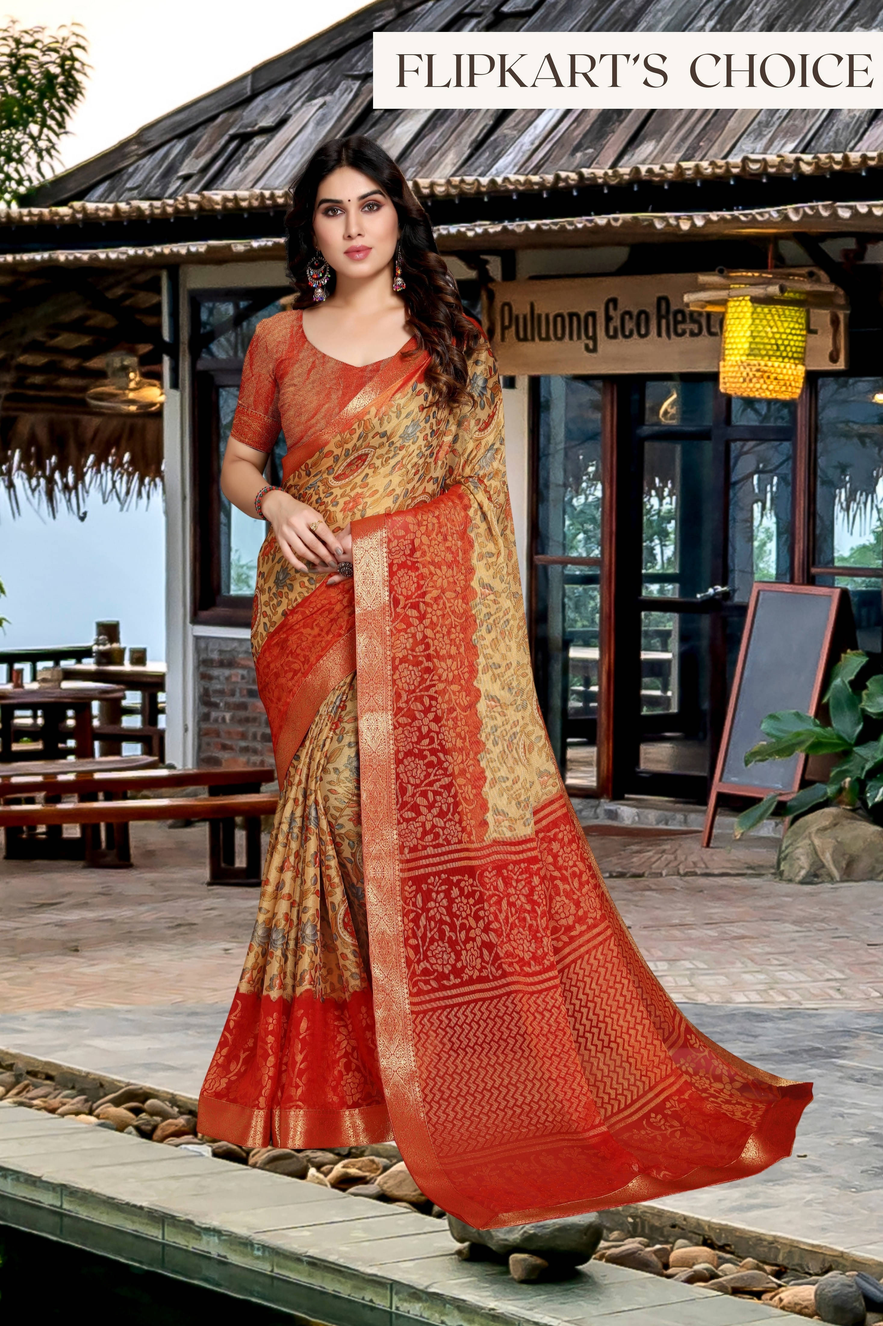 SAREEVE Chiffon Printed Saree With Unstitched Blouse Piece ( Multicolor ) SAREEVE Chiffon Printed Saree With Unstitched Blouse Piece ( Multicolor )