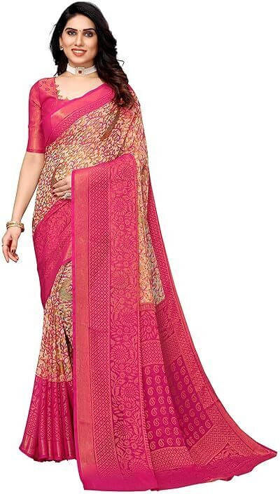     			SAREEVE Chiffon Printed Saree With Unstitched Blouse Piece ( Pink )