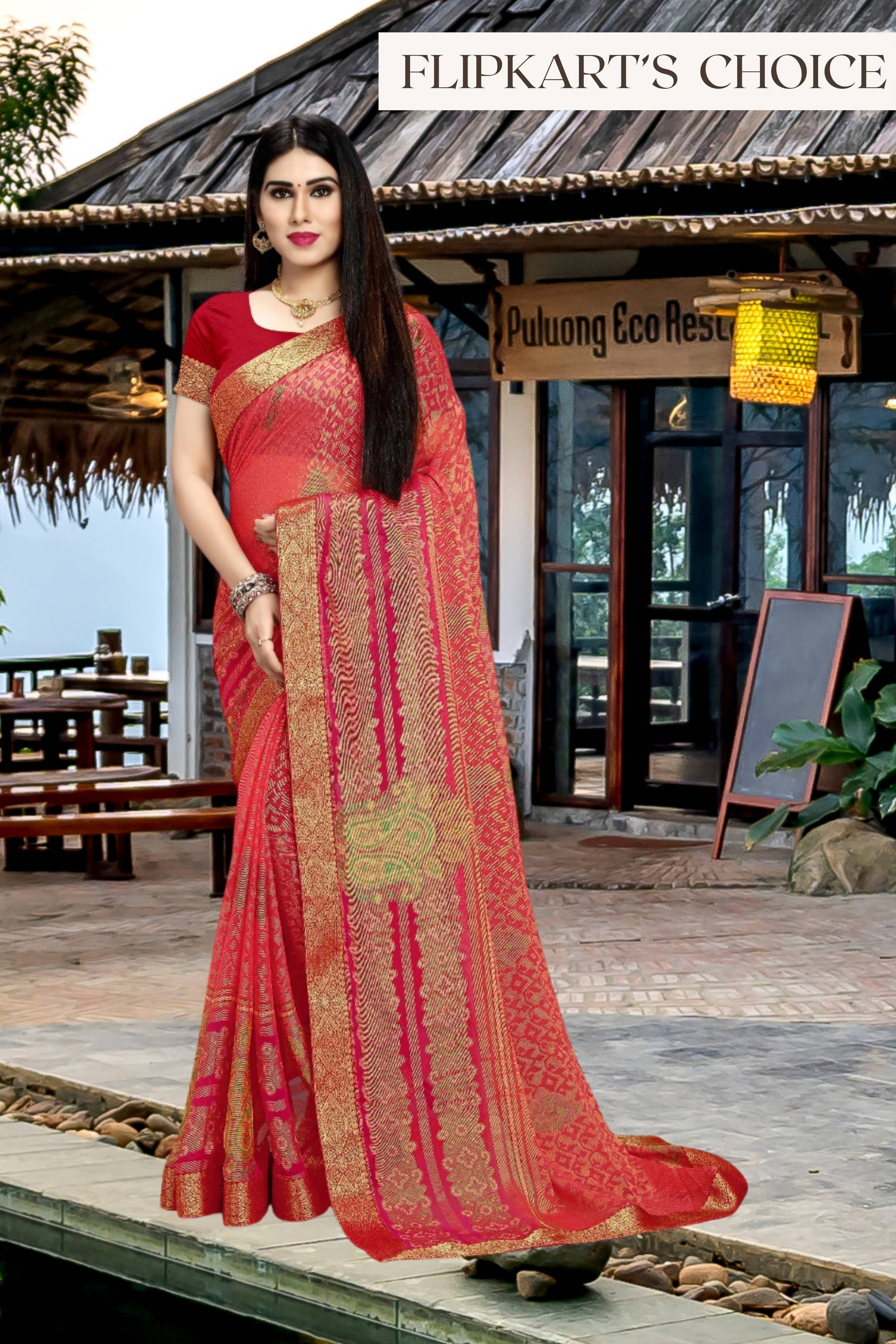     			SAREEVE Chiffon Printed Saree With Unstitched Blouse Piece ( Multicolor )