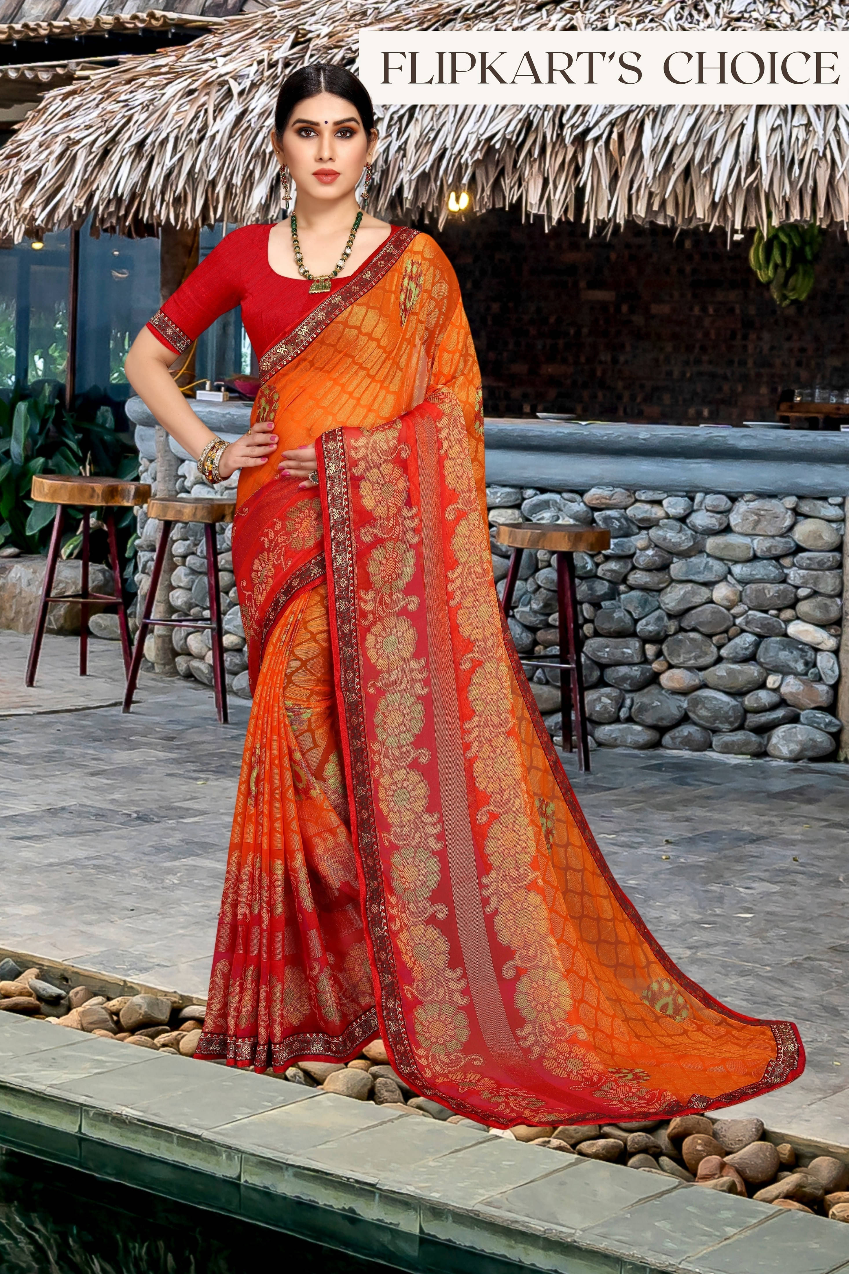     			SAREEVE Chiffon Printed Saree With Unstitched Blouse Piece ( Multicolor )