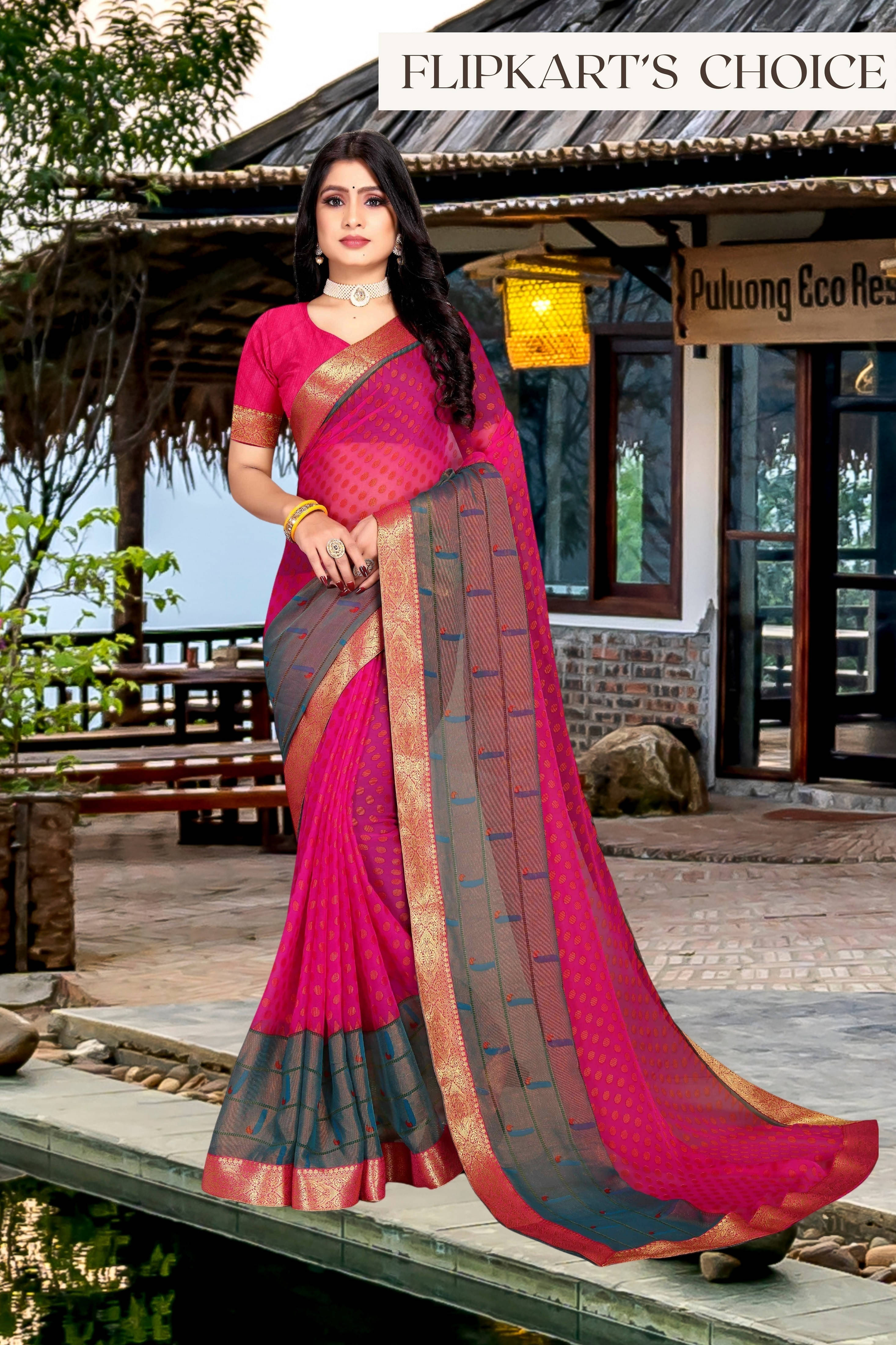 SAREEVE Chiffon Printed Saree With Unstitched Blouse Piece ( Multicolor ) SAREEVE Chiffon Printed Saree With Unstitched Blouse Piece ( Multicolor )