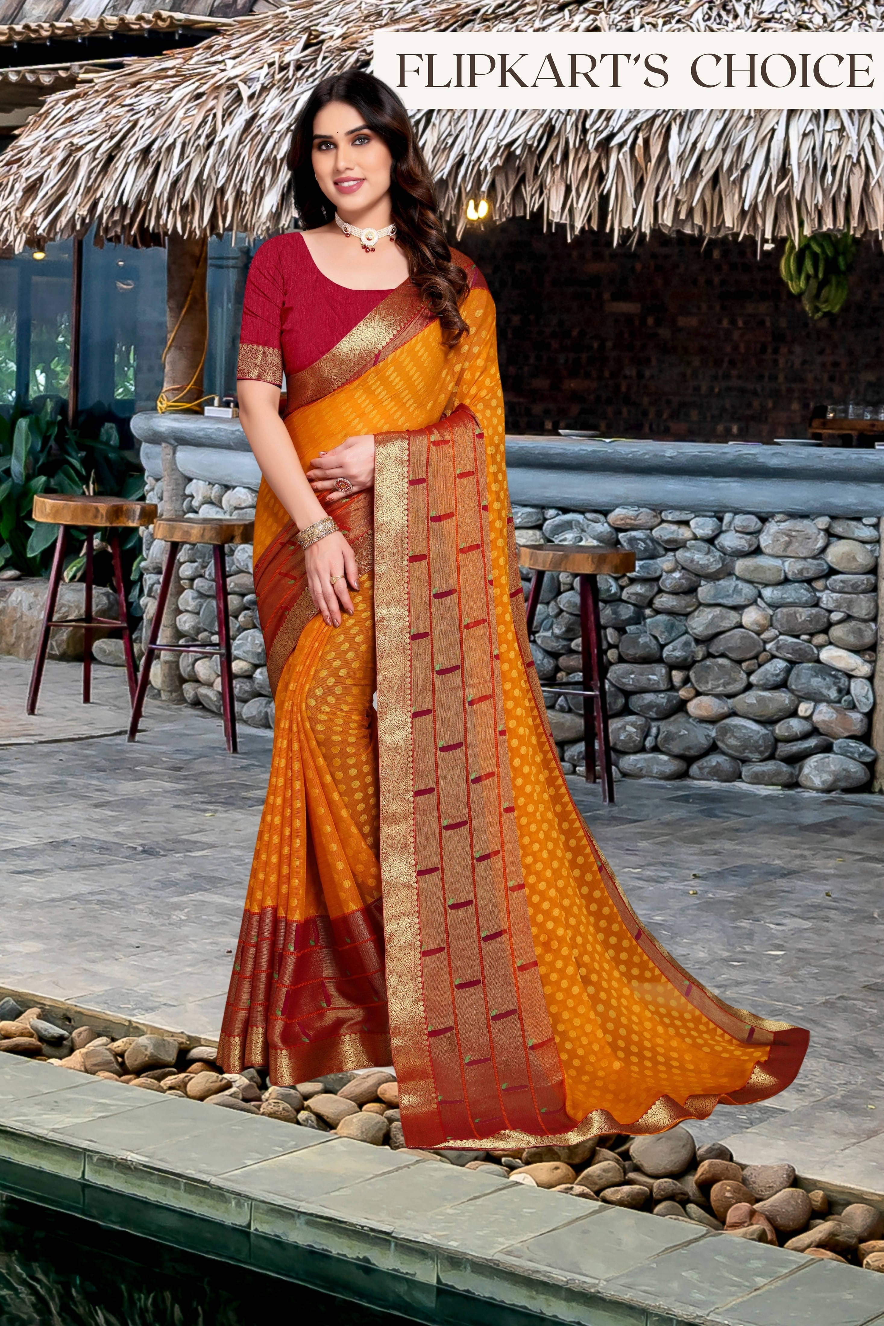 SAREEVE Chiffon Printed Saree With Unstitched Blouse Piece ( Multicolor ) SAREEVE Chiffon Printed Saree With Unstitched Blouse Piece ( Multicolor )