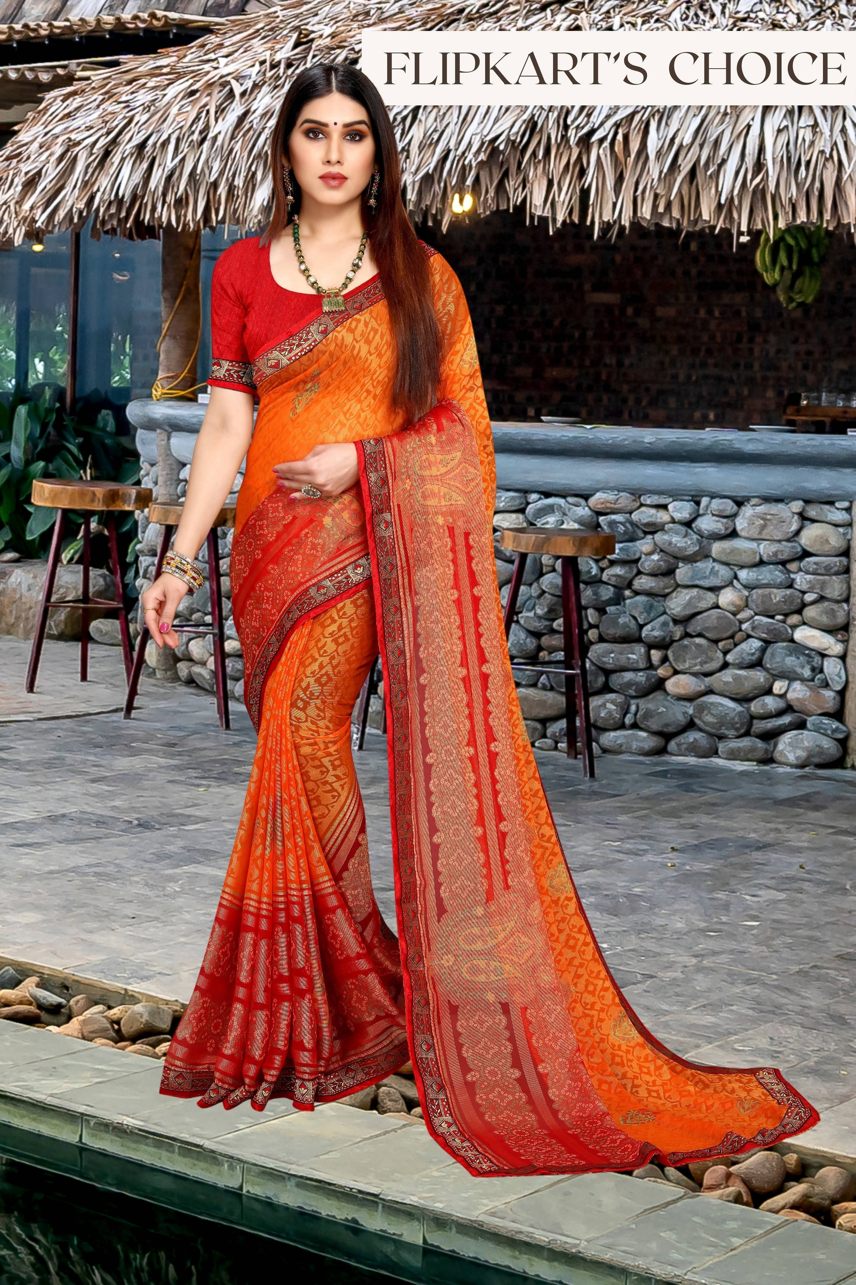 SAREEVE Chiffon Printed Saree With Unstitched Blouse Piece ( Multicolor ) SAREEVE Chiffon Printed Saree With Unstitched Blouse Piece ( Multicolor )