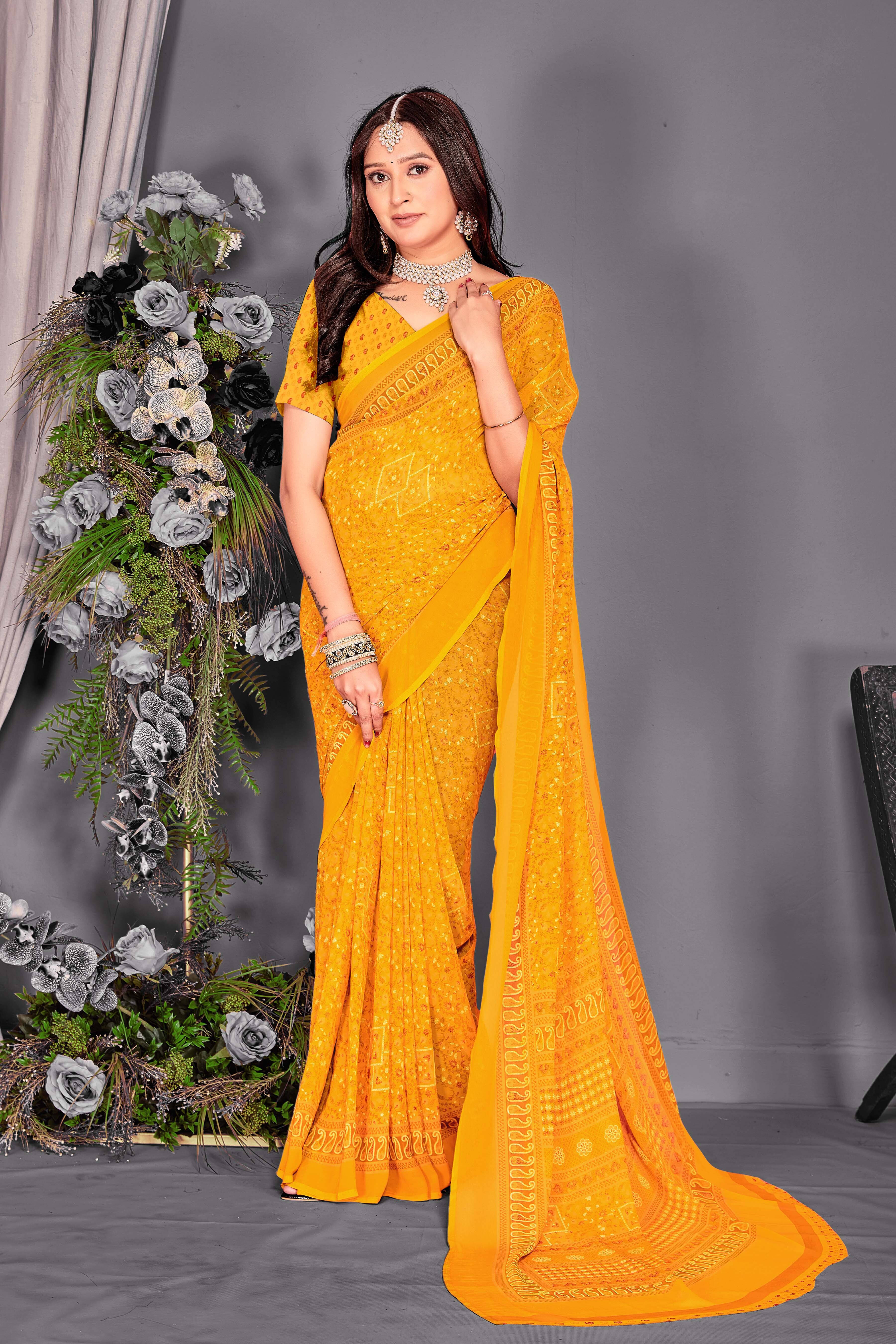     			SAREEVE Chiffon Printed Saree With Unstitched Blouse Piece ( Multicolor )