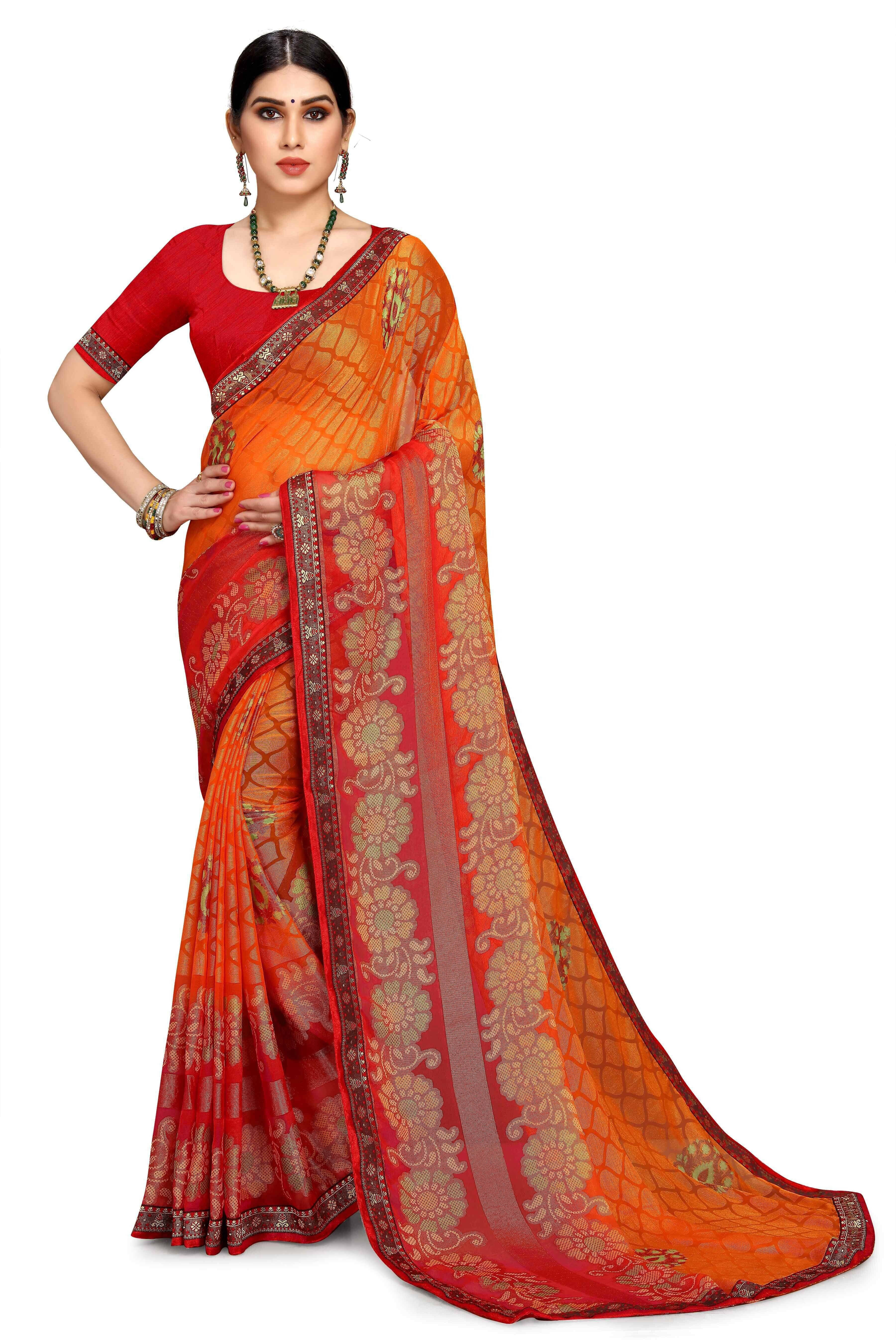    			SAREEVE Chiffon Printed Saree With Unstitched Blouse Piece ( Multicolor )