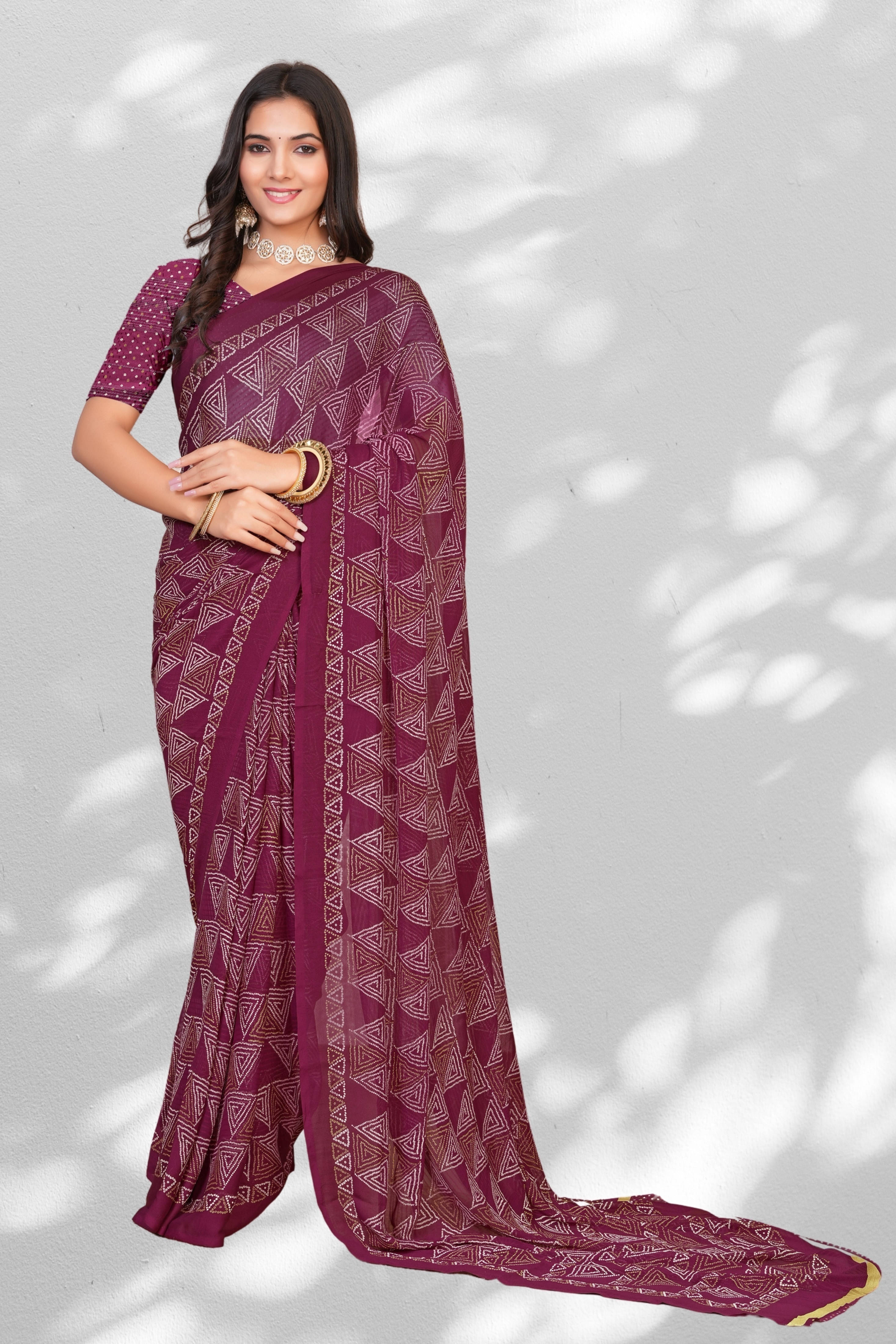 SAREEVE Chiffon Printed Saree With Unstitched Blouse Piece ( Purple ) SAREEVE Chiffon Printed Saree With Unstitched Blouse Piece ( Purple )