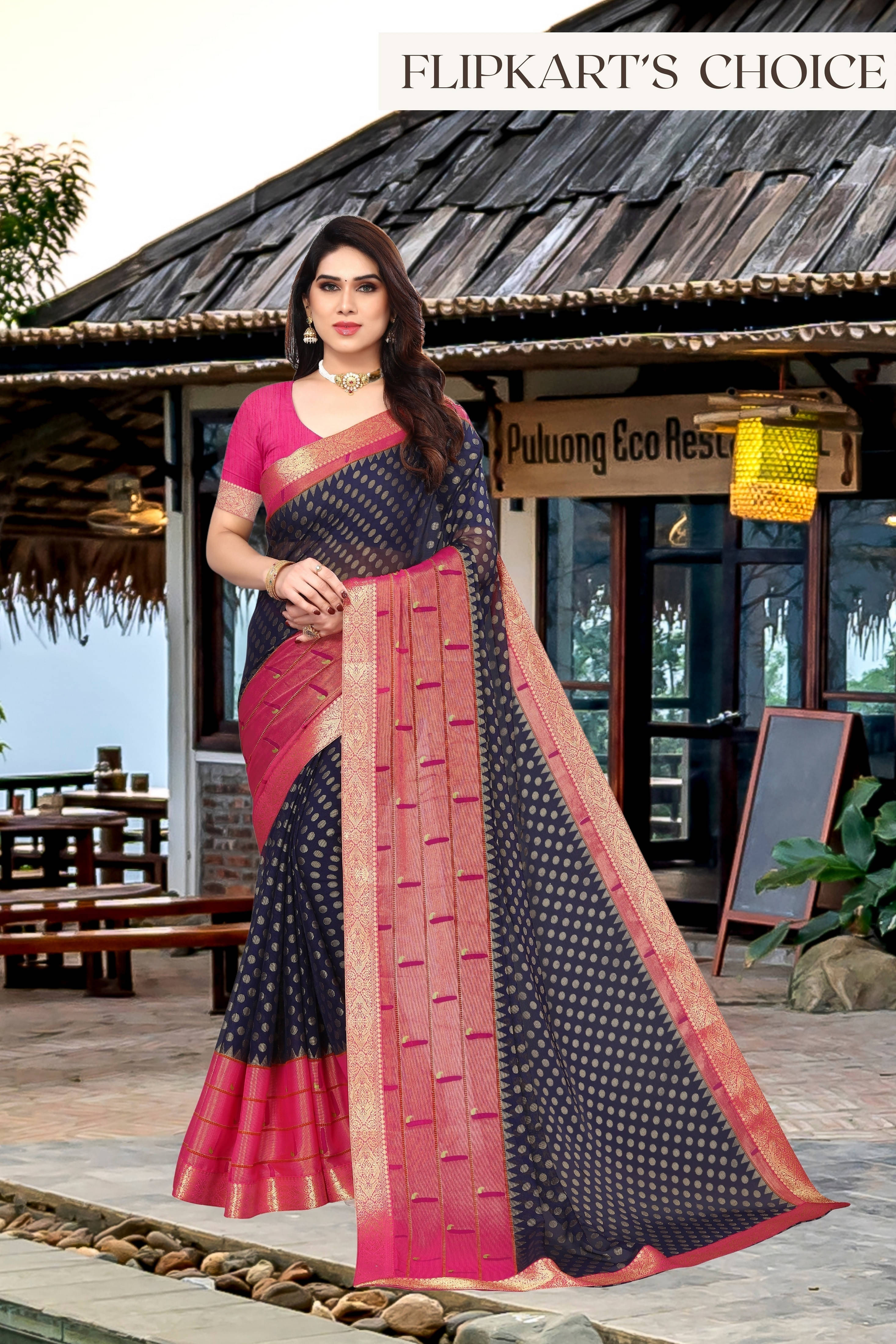     			SAREEVE Chiffon Printed Saree With Unstitched Blouse Piece ( Multicolor )