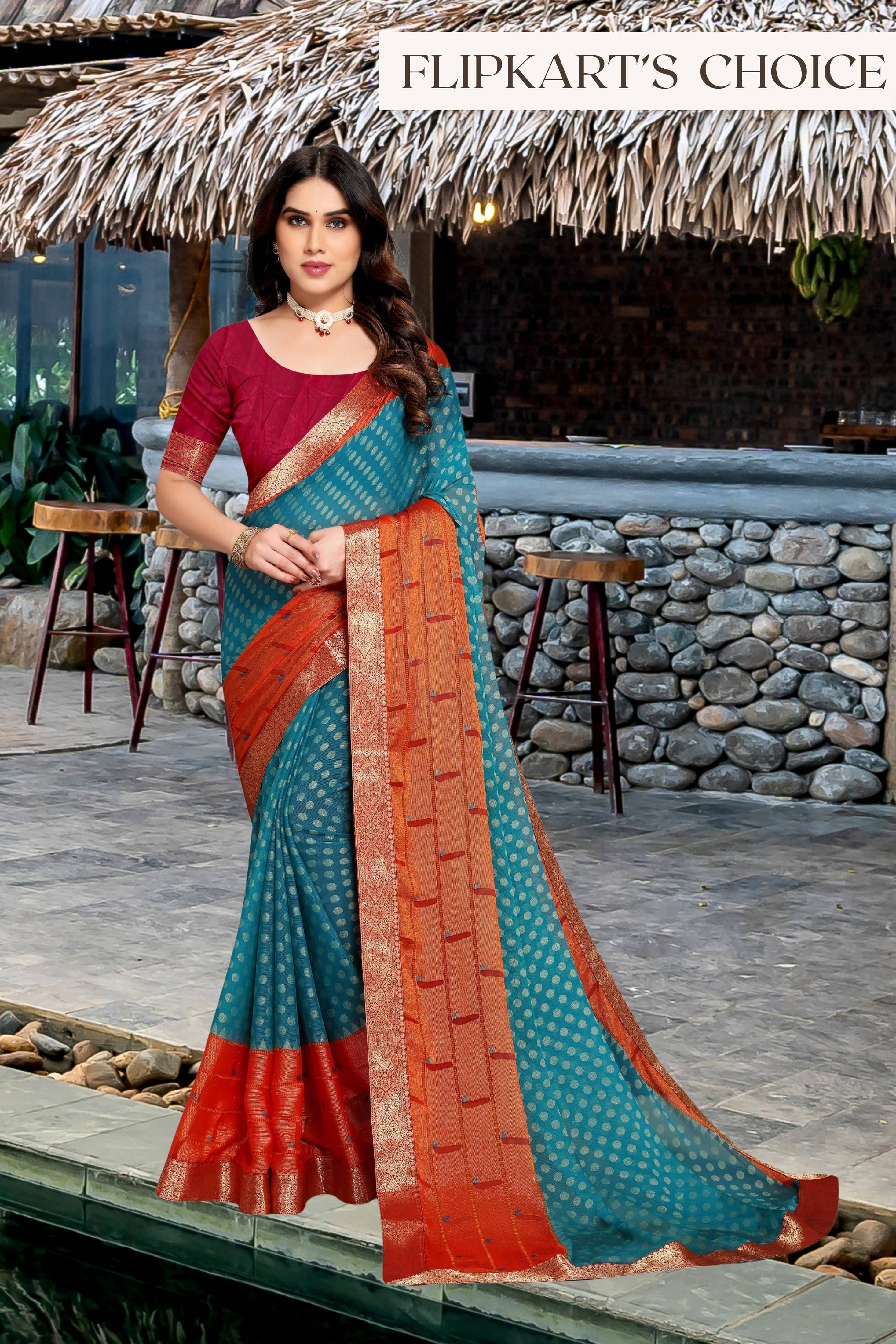 SAREEVE Chiffon Printed Saree With Unstitched Blouse Piece ( Multicolor ) SAREEVE Chiffon Printed Saree With Unstitched Blouse Piece ( Multicolor )