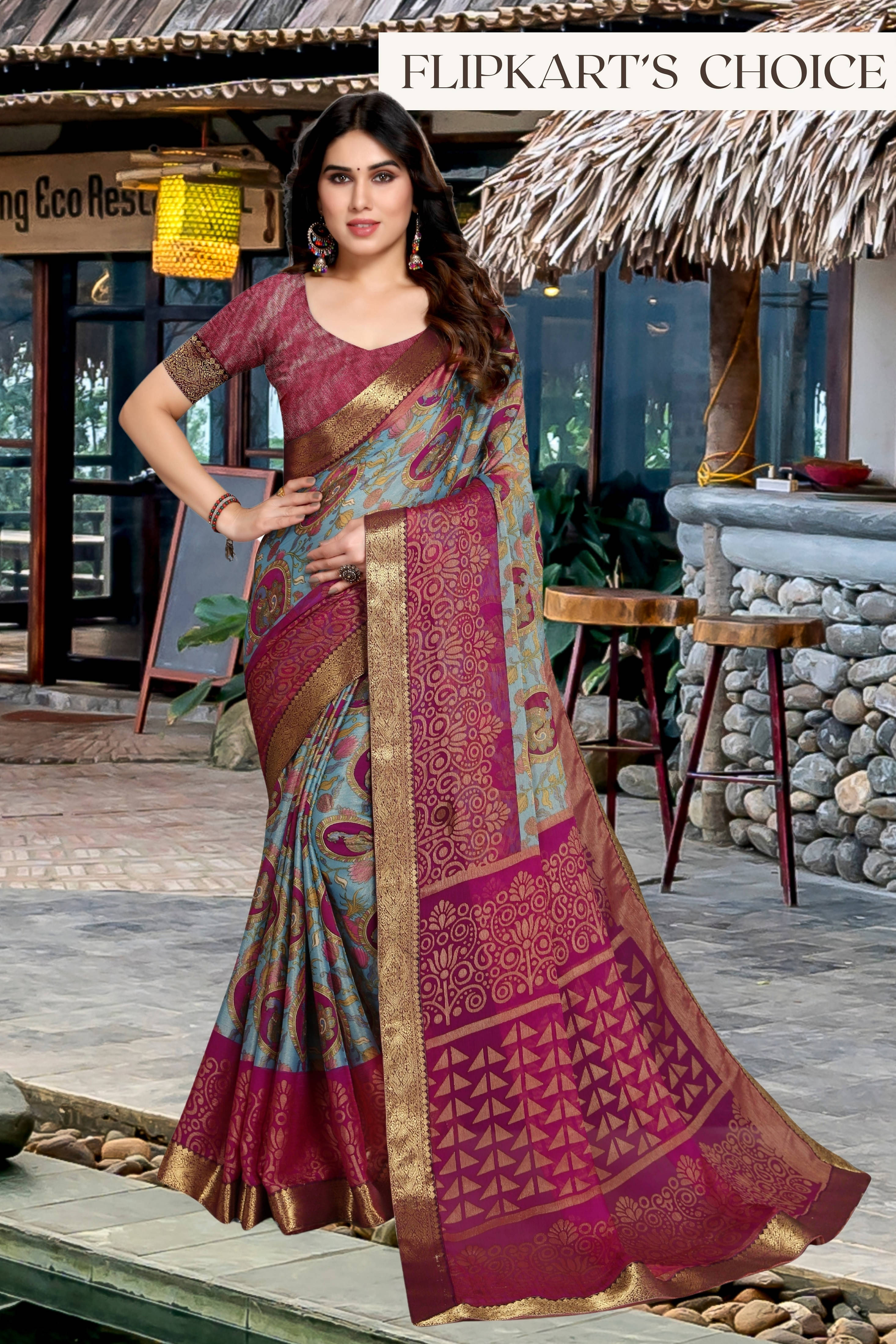     			SAREEVE Chiffon Printed Saree With Unstitched Blouse Piece ( Multicolor )