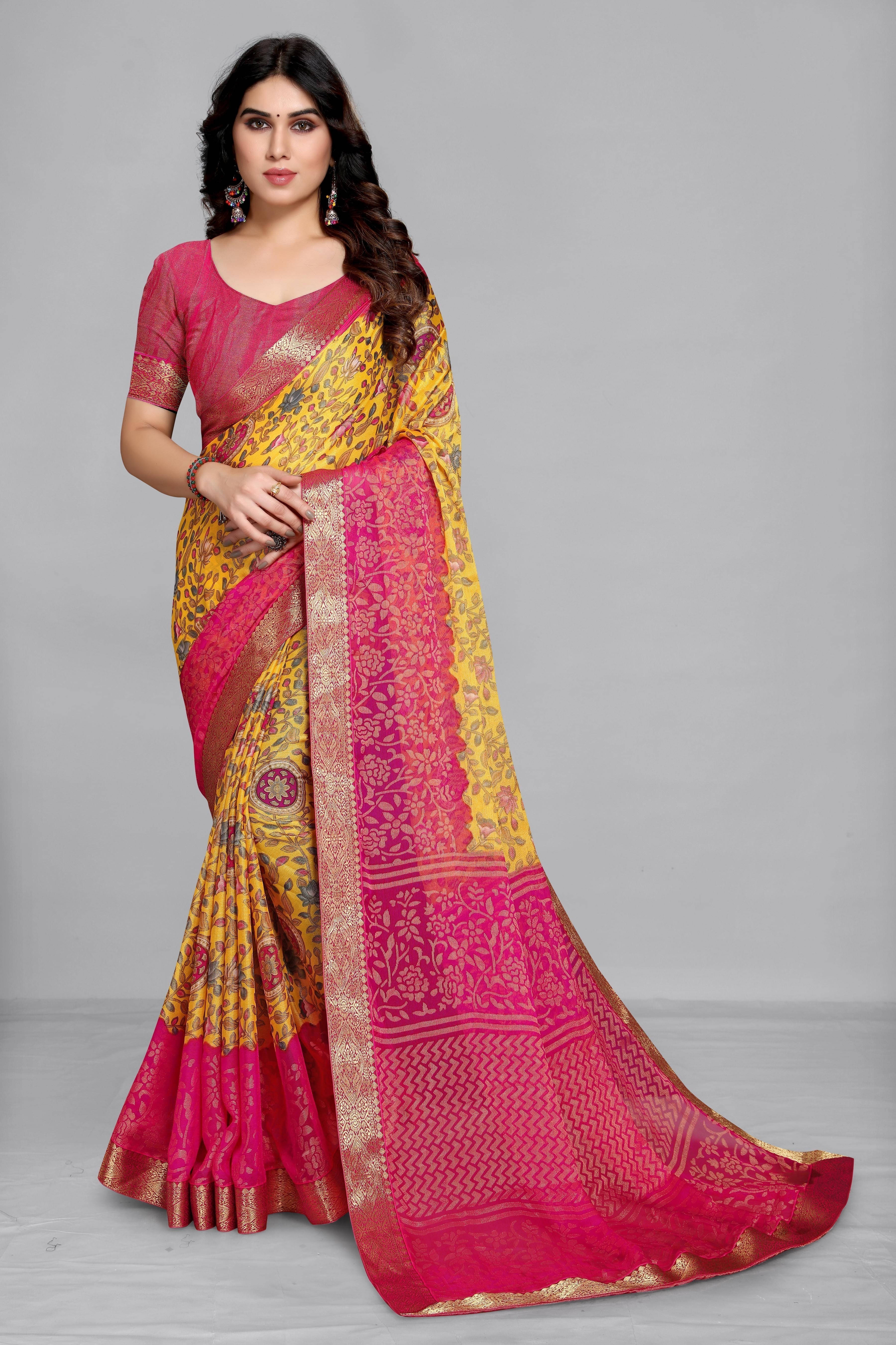     			SAREEVE Chiffon Printed Saree With Unstitched Blouse Piece ( Multicolor )