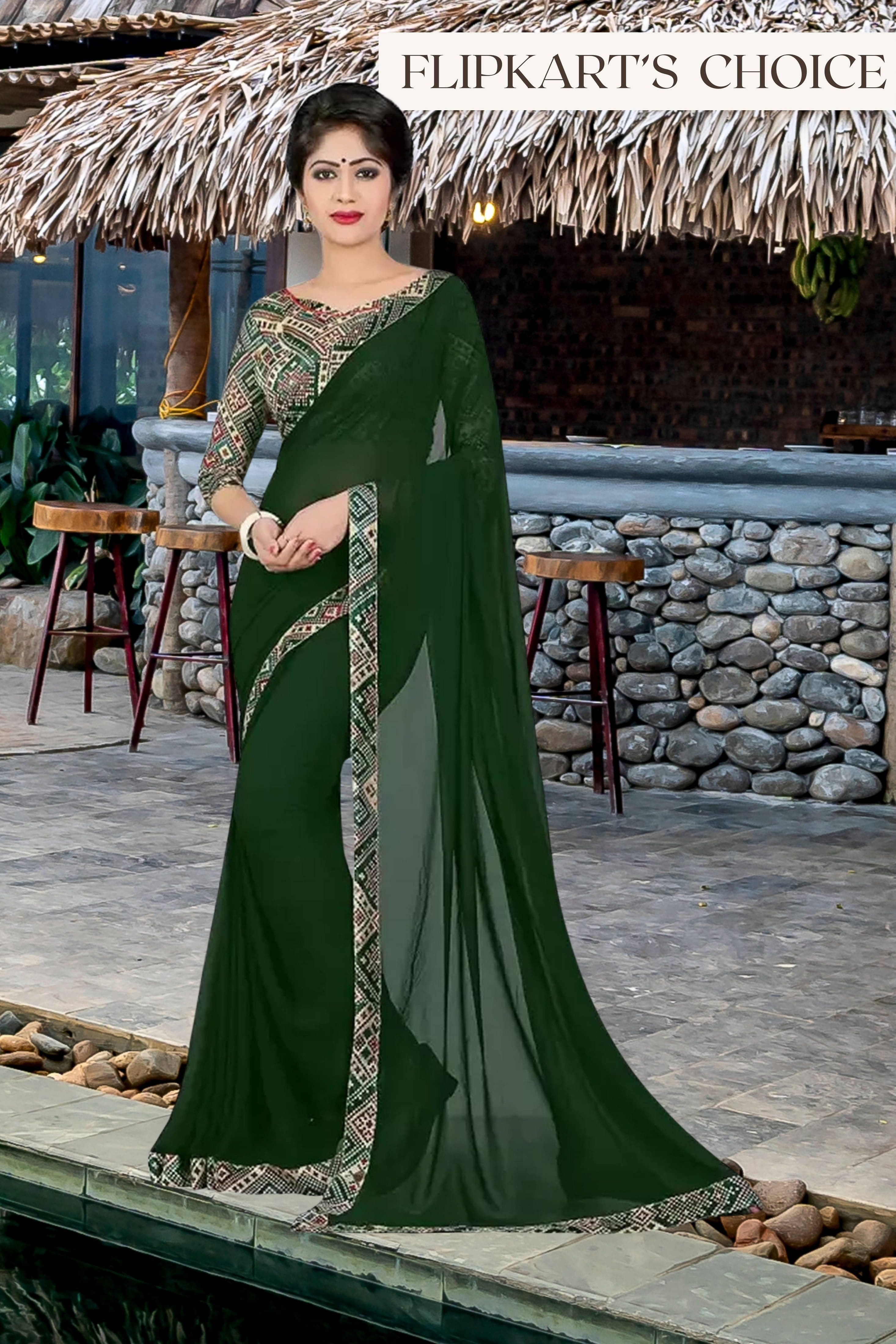 SAREEVE Chiffon Printed Saree With Unstitched Blouse Piece ( Green ) SAREEVE Chiffon Printed Saree With Unstitched Blouse Piece ( Green )