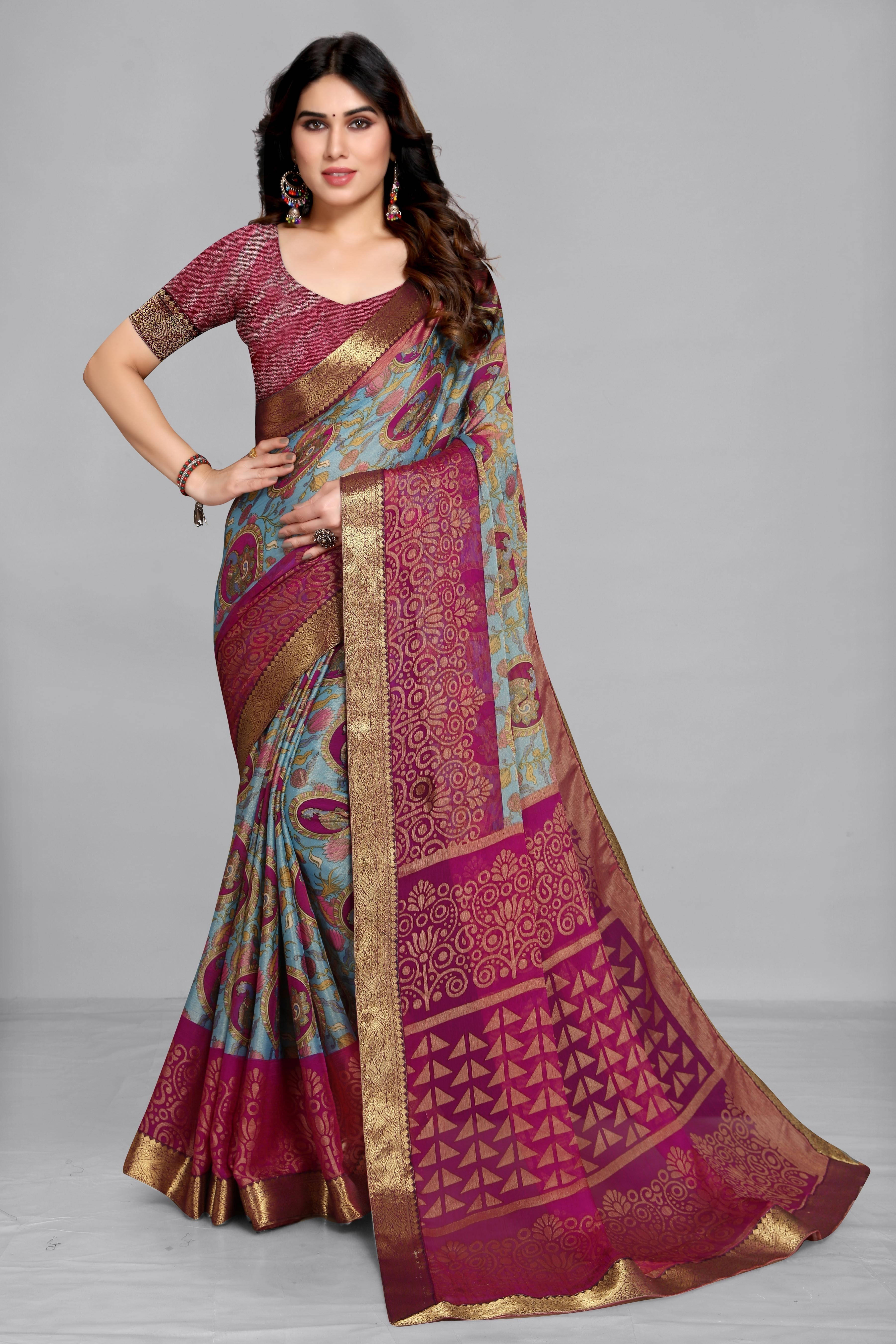 SAREEVE Chiffon Printed Saree With Unstitched Blouse Piece ( Multicolor ) SAREEVE Chiffon Printed Saree With Unstitched Blouse Piece ( Multicolor )
