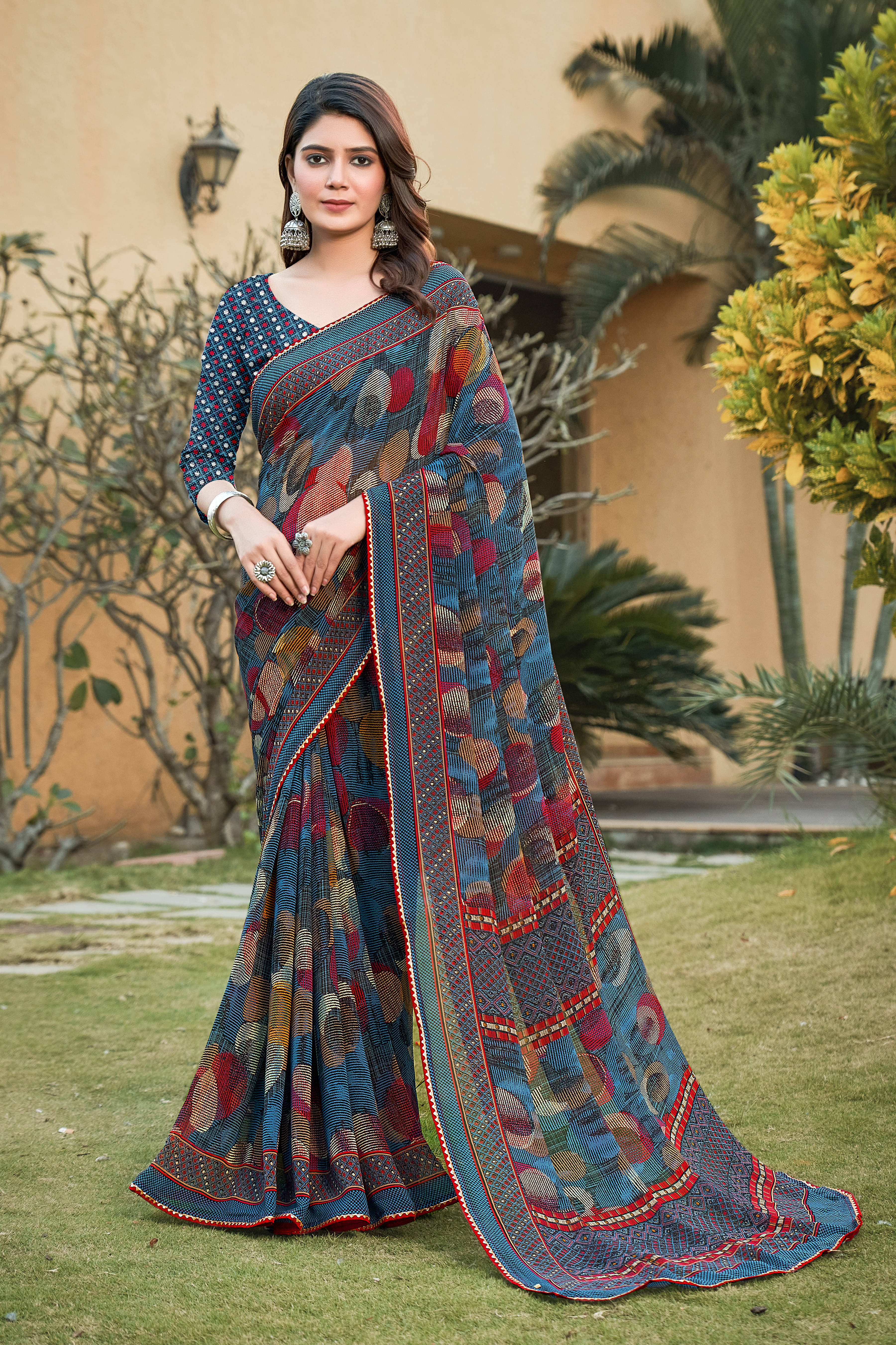     			SAREEVE Chiffon Printed Saree With Unstitched Blouse Piece ( Multicolor )