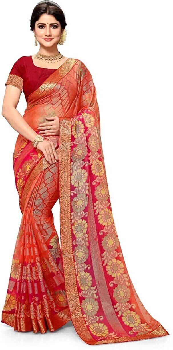 SAREEVE Chiffon Printed Saree With Unstitched Blouse Piece ( Pink ) SAREEVE Chiffon Printed Saree With Unstitched Blouse Piece ( Pink )