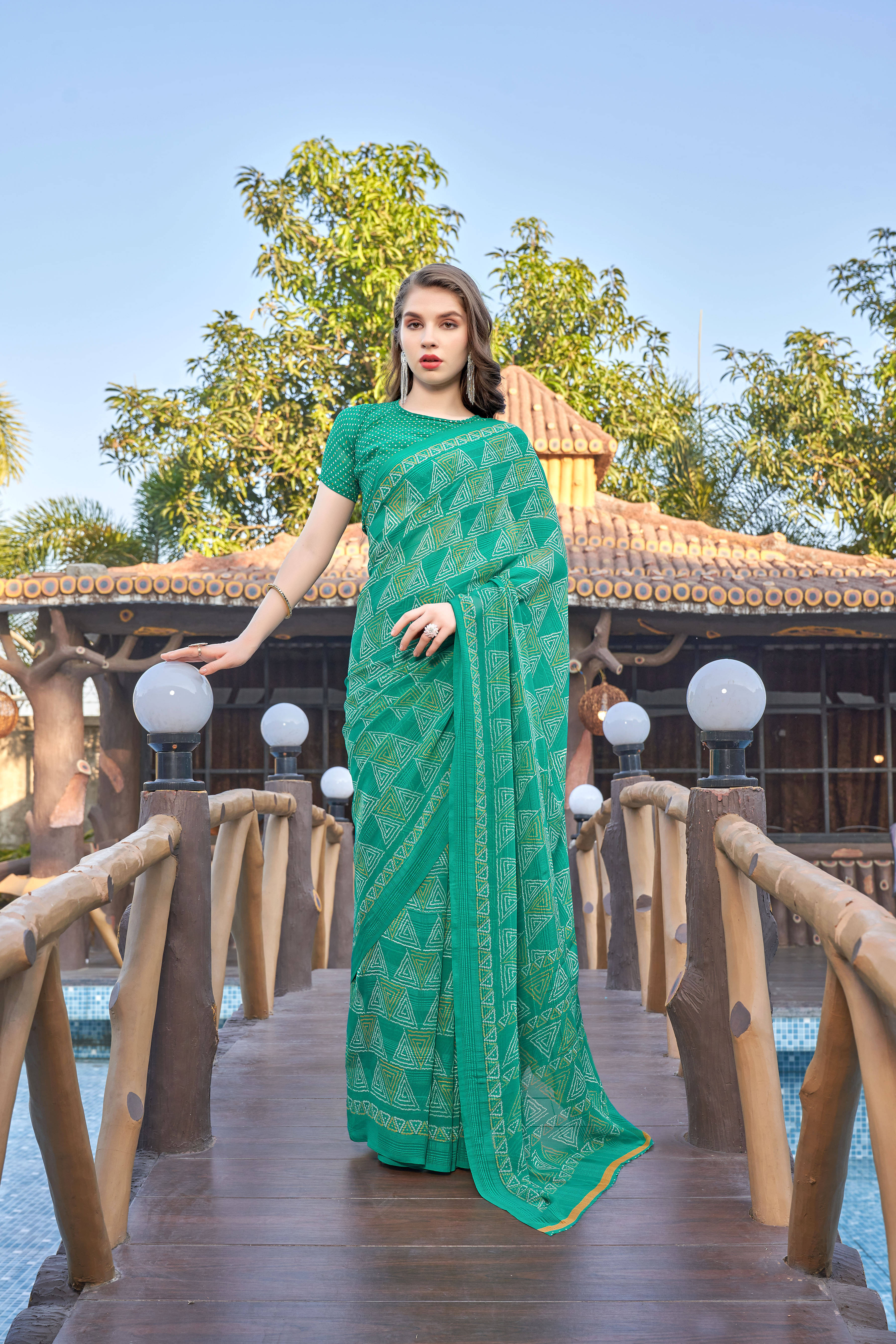 SAREEVE Chiffon Printed Saree With Unstitched Blouse Piece ( Light Green ) SAREEVE Chiffon Printed Saree With Unstitched Blouse Piece ( Light Green )