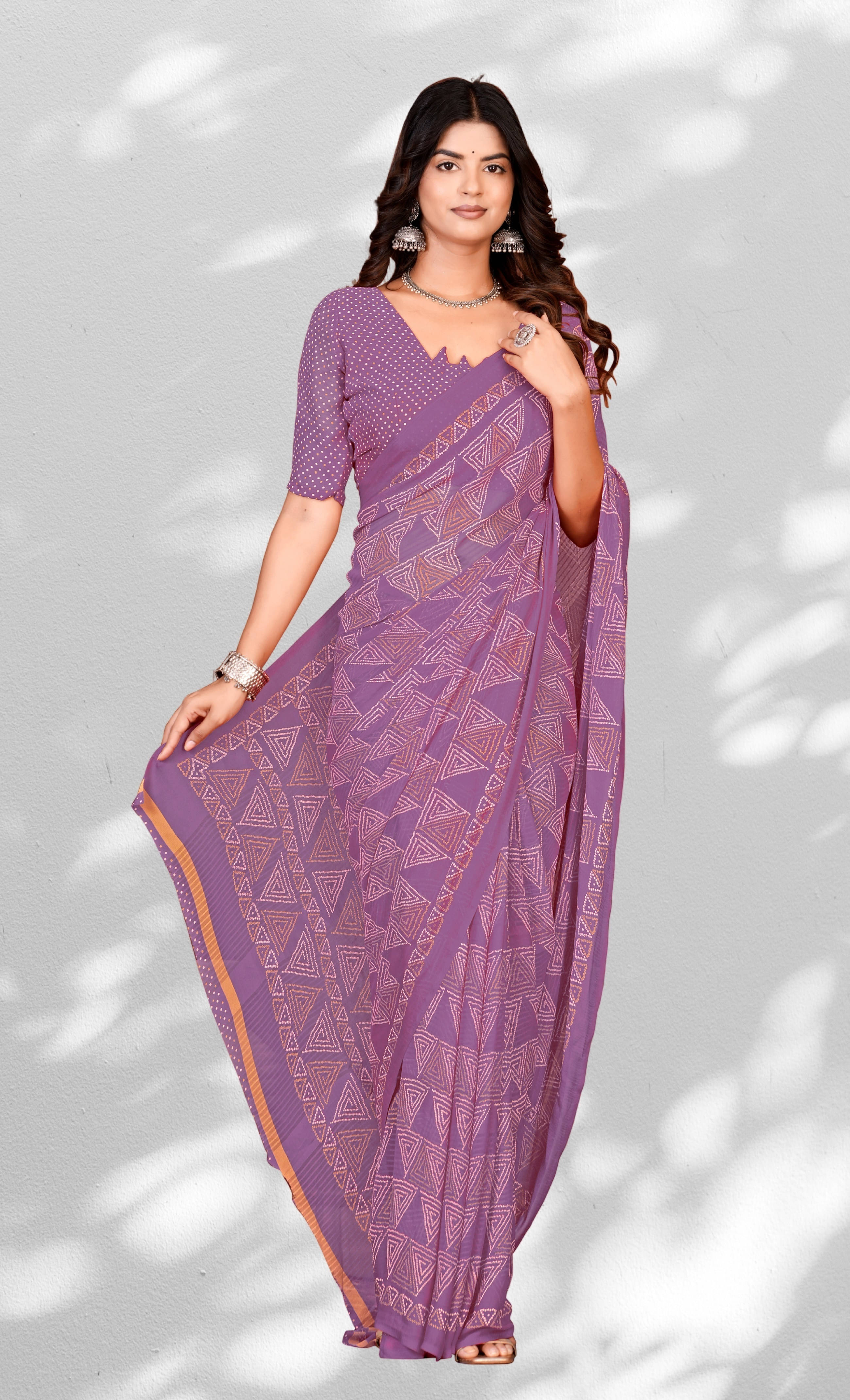     			SAREEVE Chiffon Printed Saree With Unstitched Blouse Piece ( Purple )