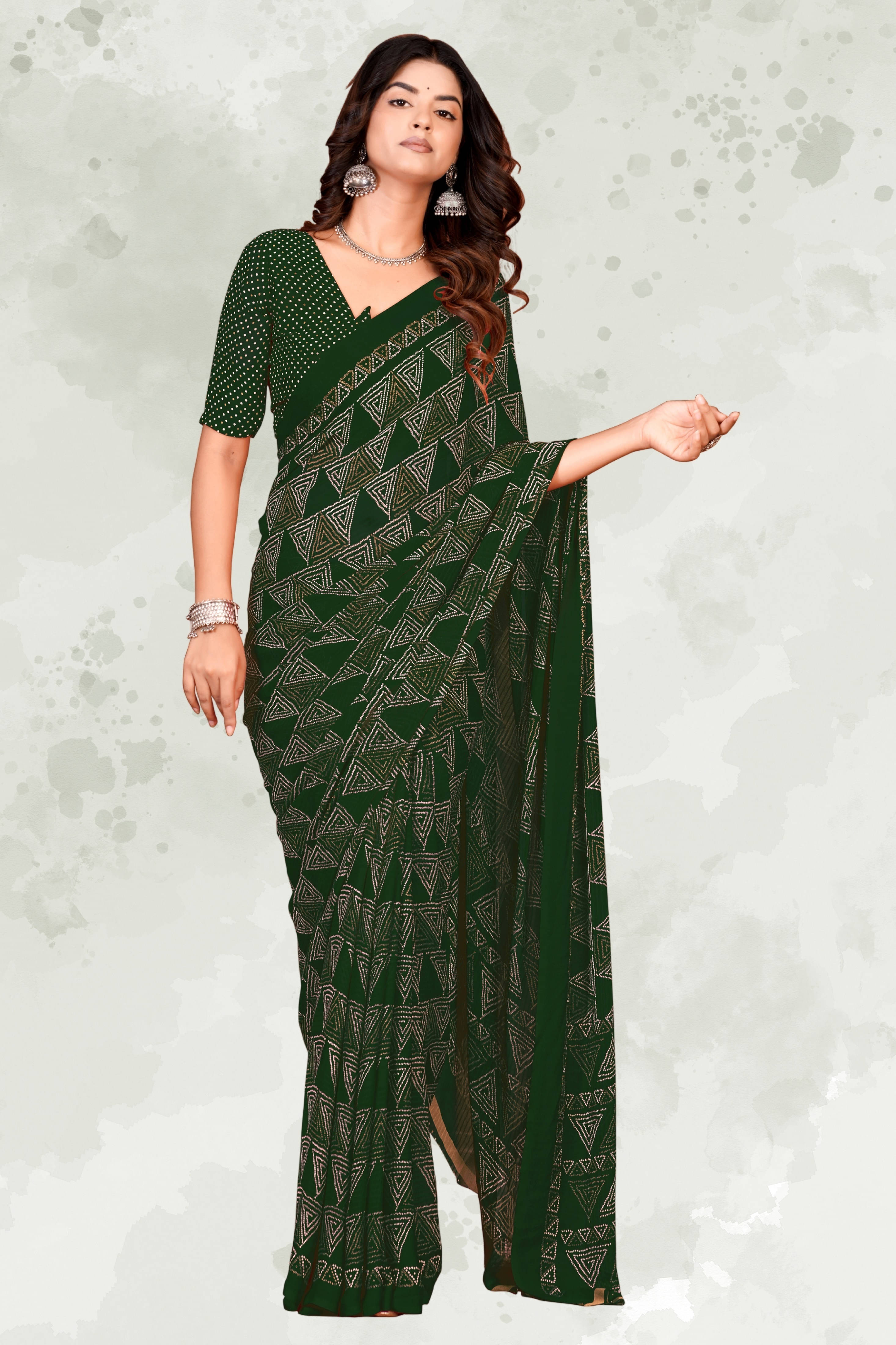 SAREEVE Chiffon Printed Saree With Unstitched Blouse Piece ( Green ) SAREEVE Chiffon Printed Saree With Unstitched Blouse Piece ( Green )