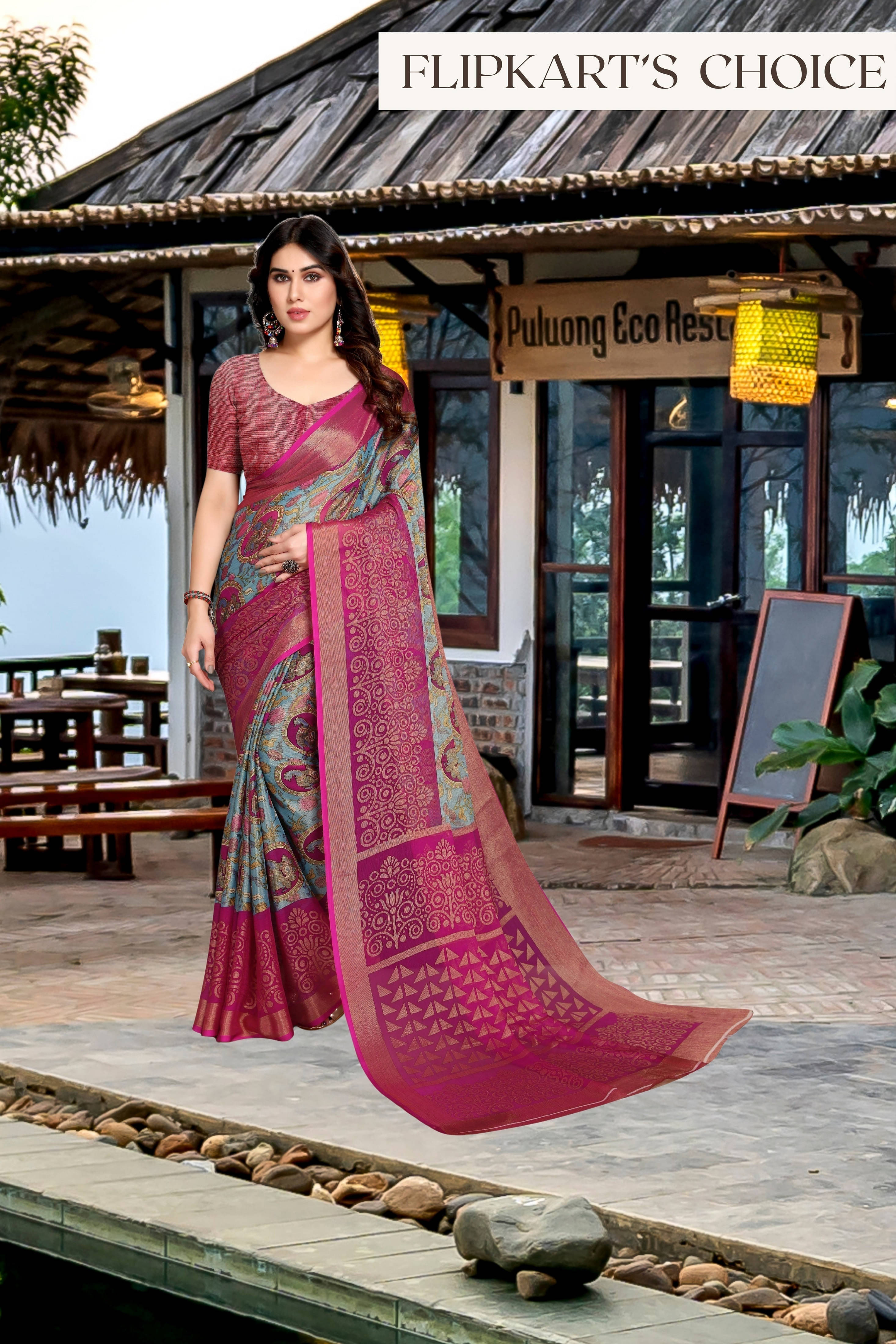 SAREEVE Chiffon Printed Saree With Unstitched Blouse Piece ( Multicolor ) SAREEVE Chiffon Printed Saree With Unstitched Blouse Piece ( Multicolor )