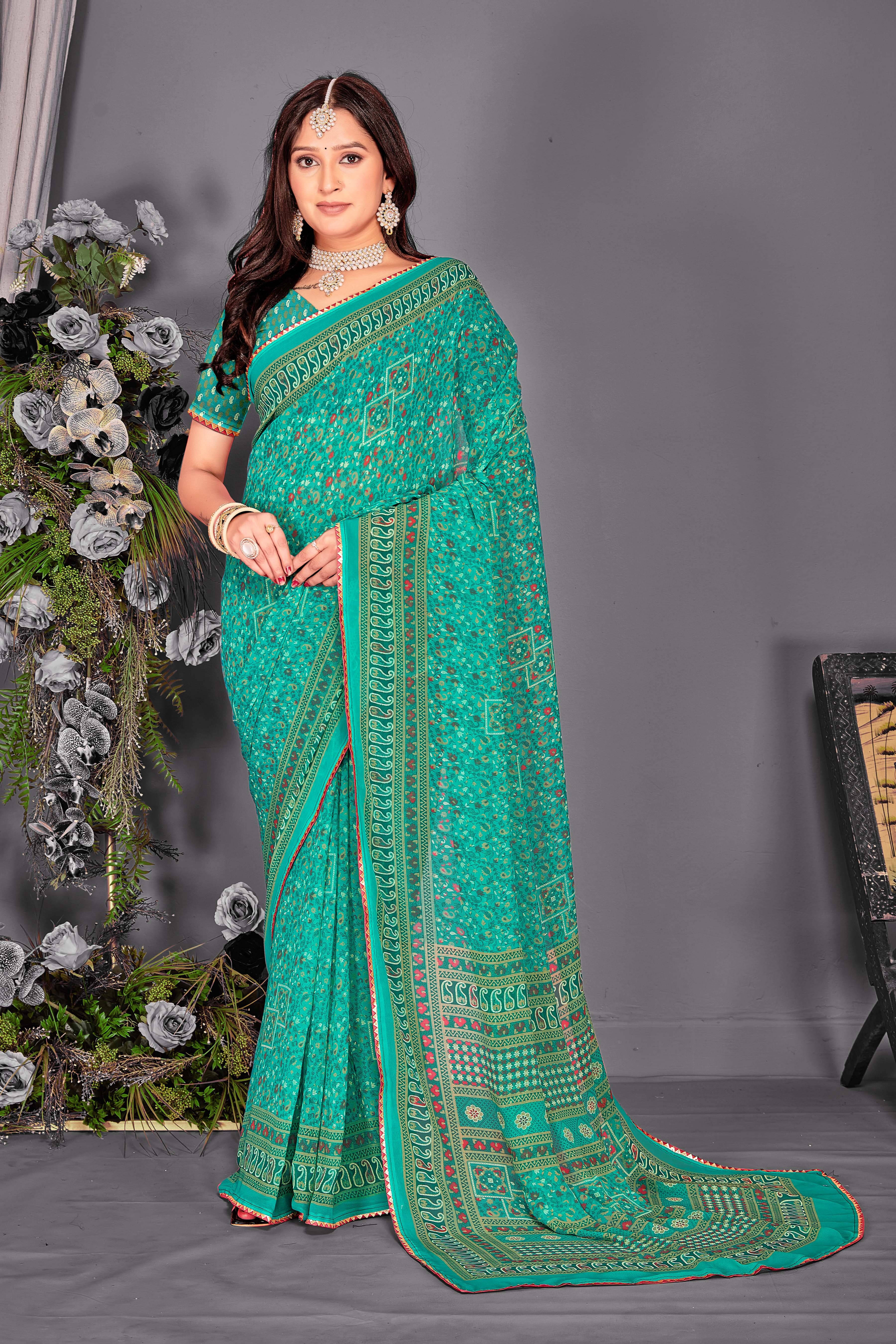 SAREEVE Chiffon Printed Saree With Unstitched Blouse Piece ( Light Green ) SAREEVE Chiffon Printed Saree With Unstitched Blouse Piece ( Light Green )