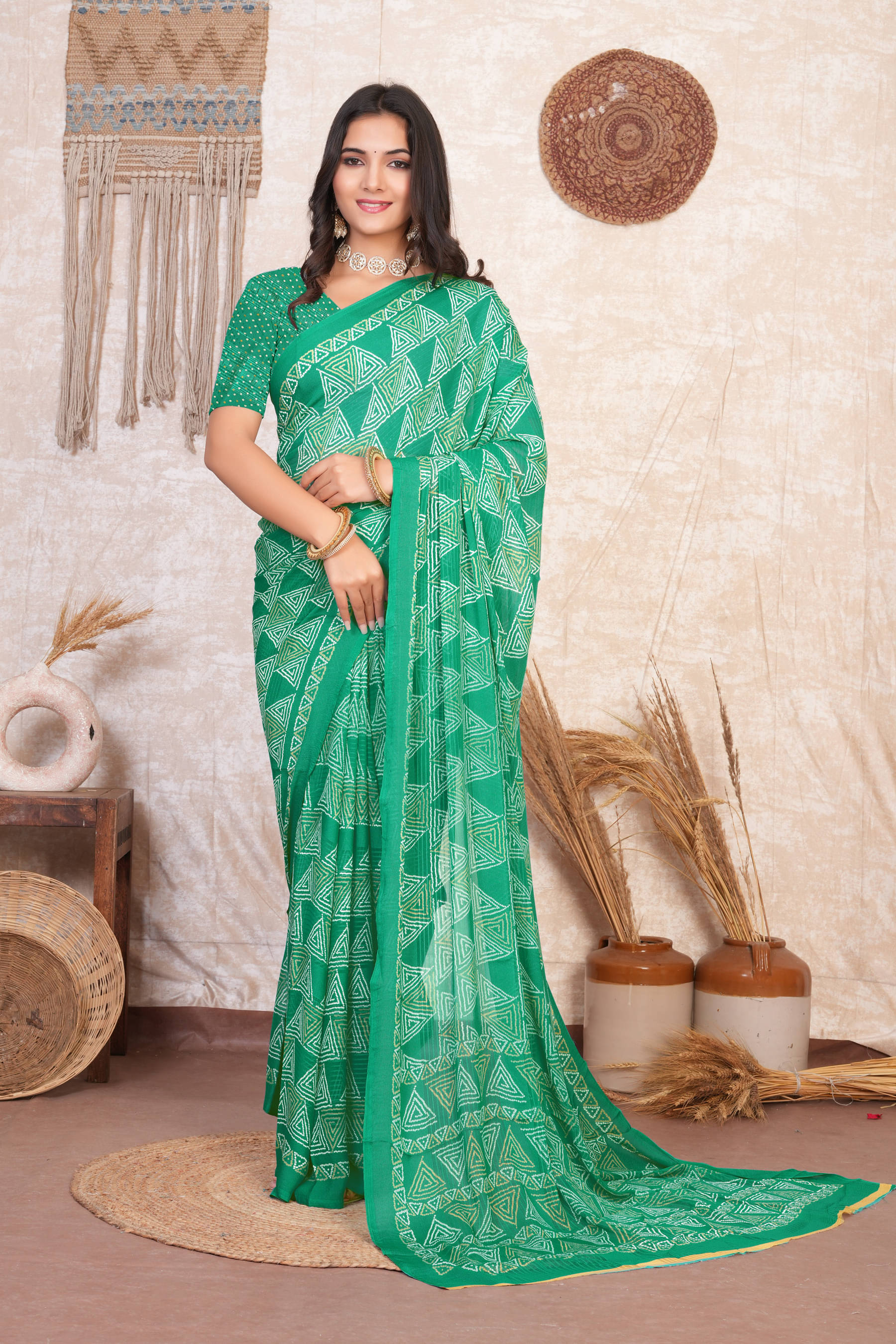 SAREEVE Chiffon Printed Saree With Unstitched Blouse Piece ( Light Green ) SAREEVE Chiffon Printed Saree With Unstitched Blouse Piece ( Light Green )