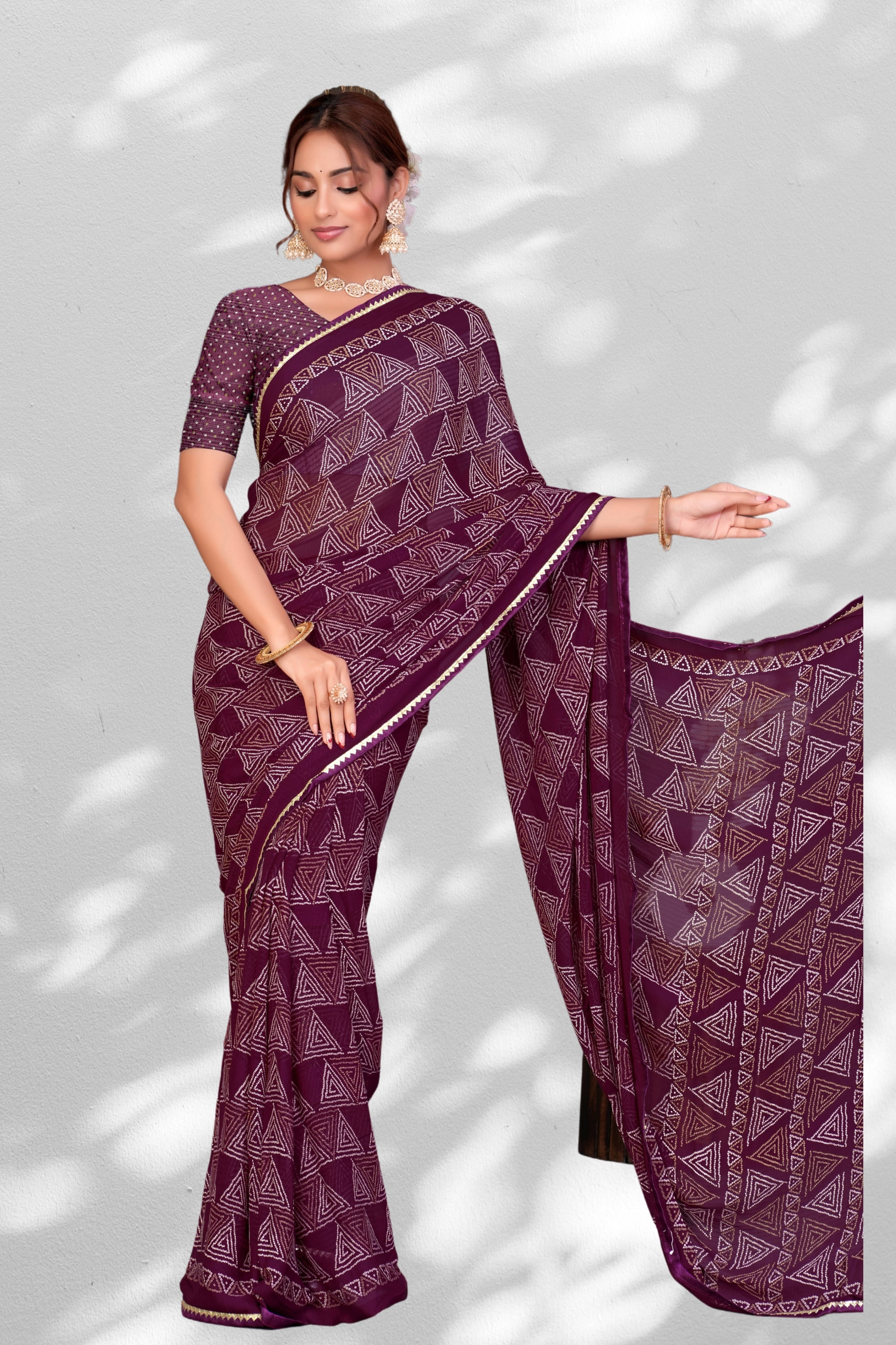     			SAREEVE Chiffon Printed Saree With Unstitched Blouse Piece ( Purple )