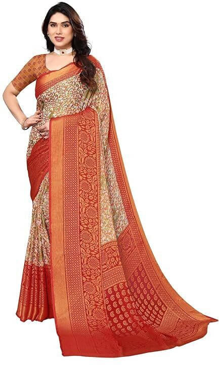 SAREEVE Chiffon Printed Saree With Unstitched Blouse Piece ( Multicolor ) SAREEVE Chiffon Printed Saree With Unstitched Blouse Piece ( Multicolor )