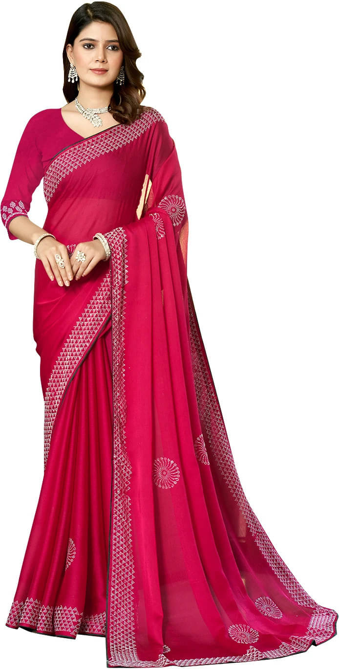 SAREEVE Georgette Embroidered Saree With Unstitched Blouse Piece ( Pink ) SAREEVE Georgette Embroidered Saree With Unstitched Blouse Piece ( Pink )