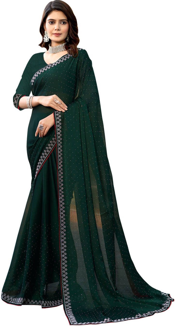     			SAREEVE Georgette Embroidered Saree With Unstitched Blouse Piece ( Green )