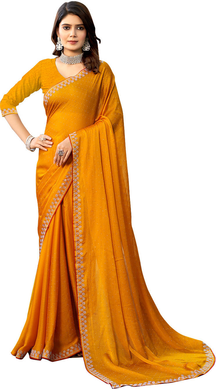     			SAREEVE Georgette Embroidered Saree With Unstitched Blouse Piece ( Mustard )