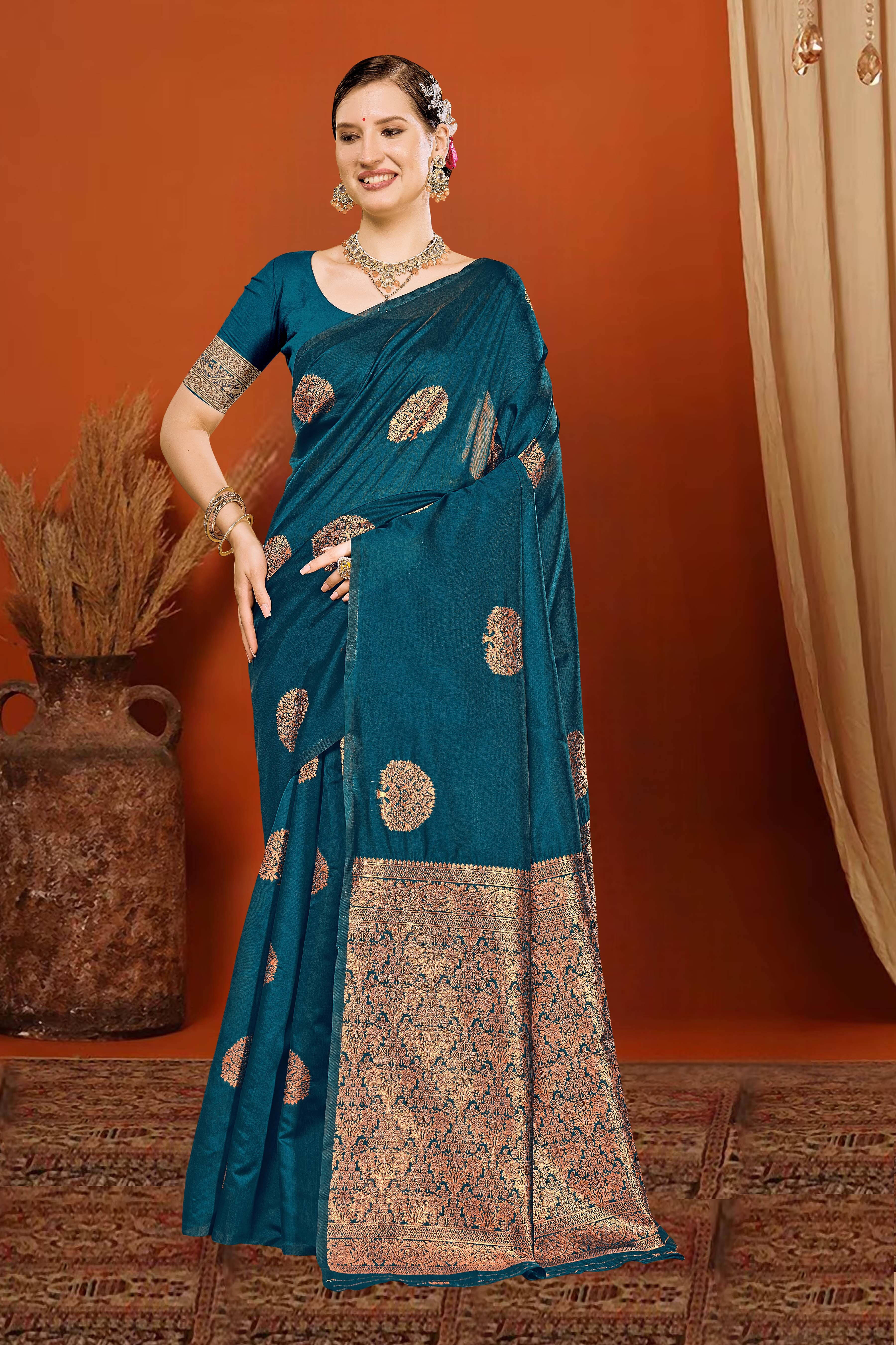 SAREEVE Silk Printed Saree With Unstitched Blouse Piece ( Blue ) SAREEVE Silk Printed Saree With Unstitched Blouse Piece ( Blue )