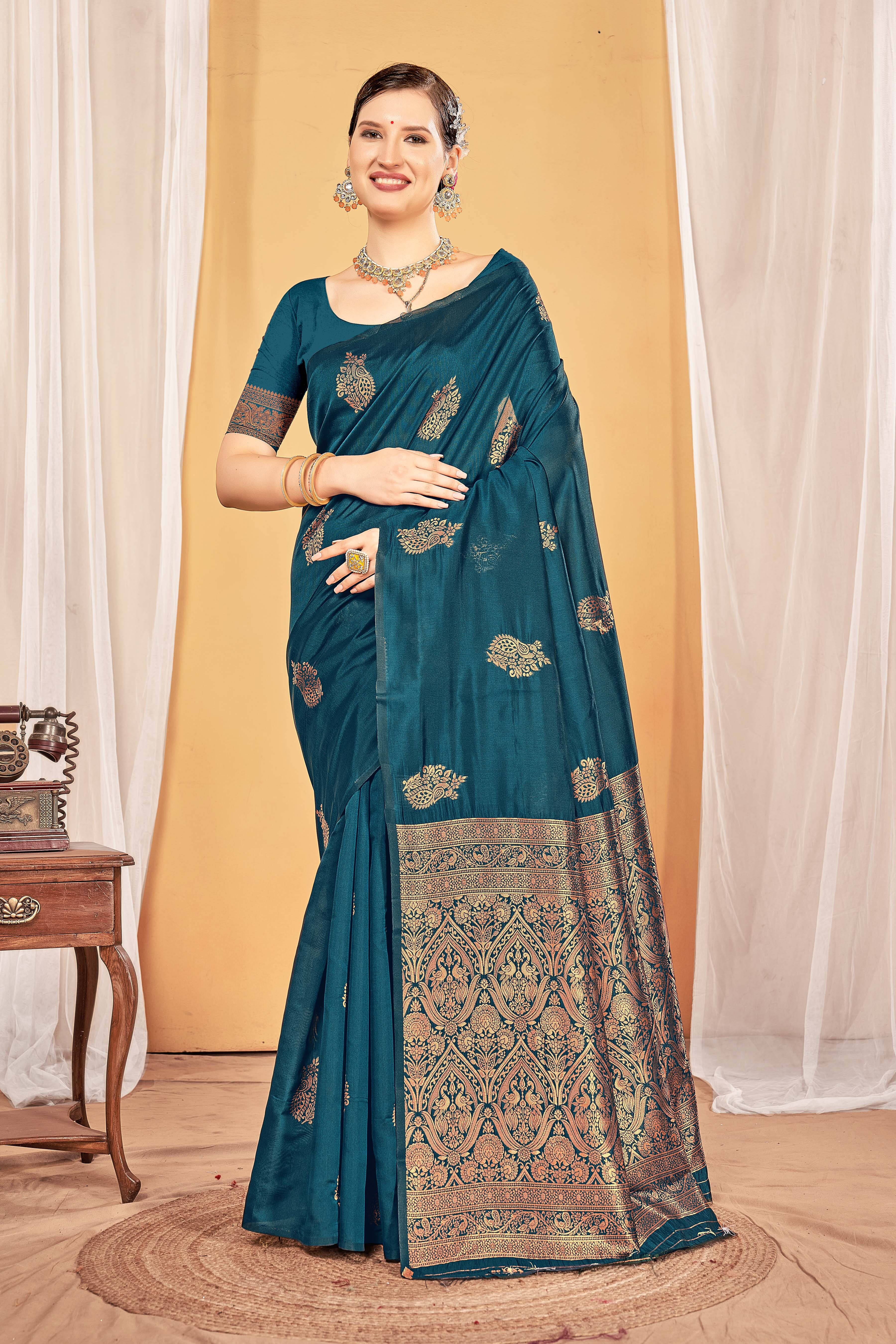     			SAREEVE Silk Woven Saree With Unstitched Blouse Piece ( Blue )
