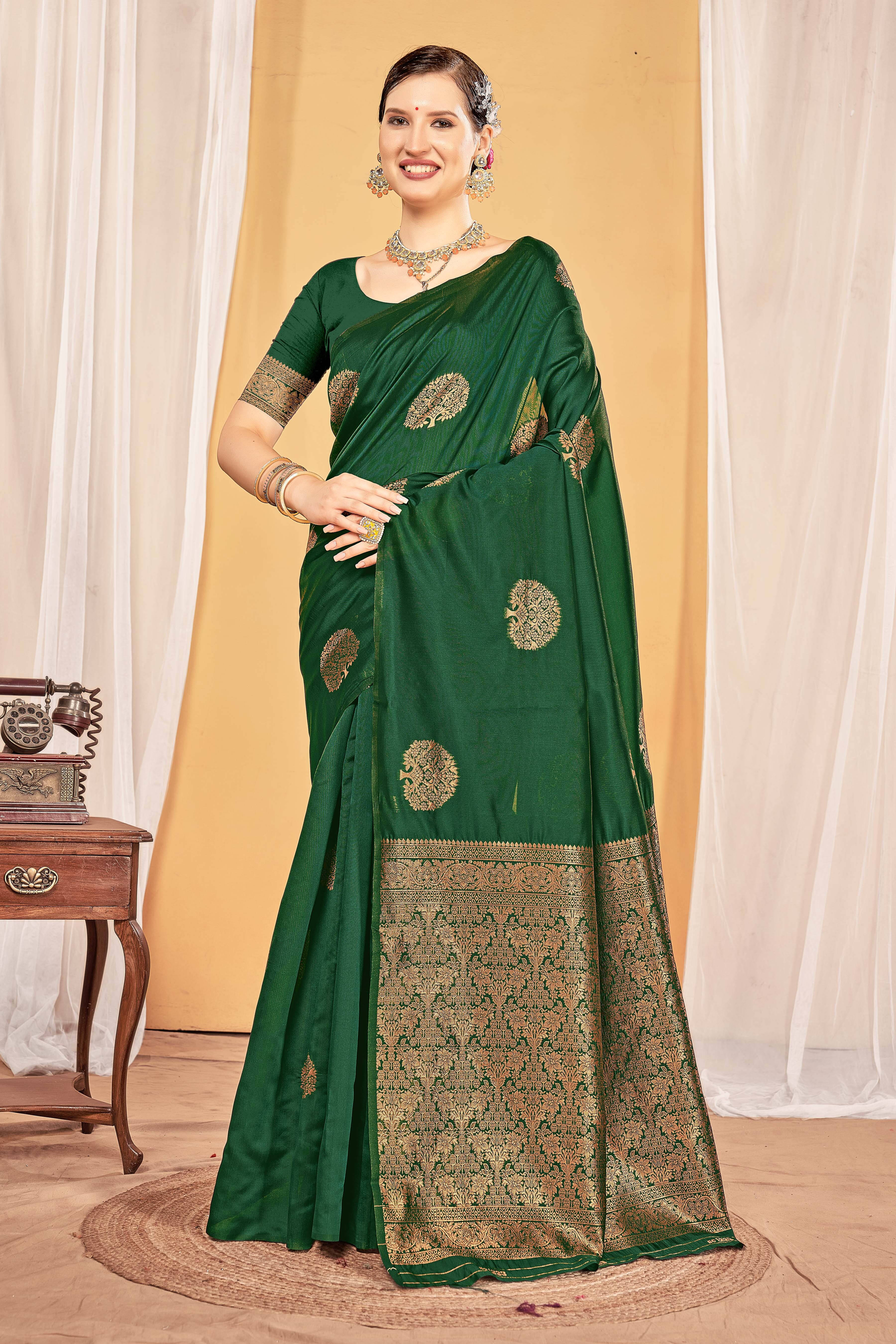SAREEVE Silk Woven Saree With Unstitched Blouse Piece ( Green ) SAREEVE Silk Woven Saree With Unstitched Blouse Piece ( Green )