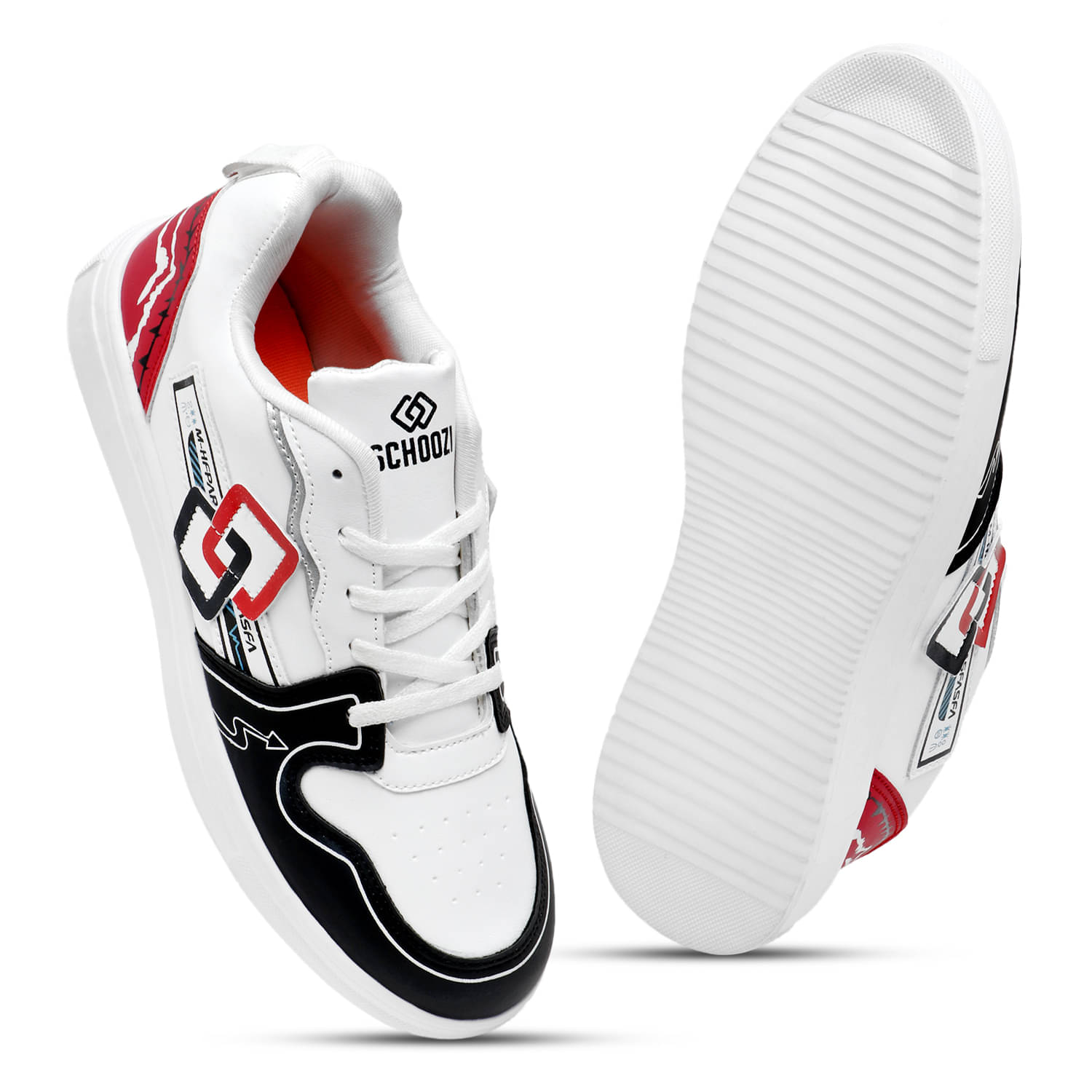     			SCHOOZI SCZ-1051-White Red Men's Sneakers