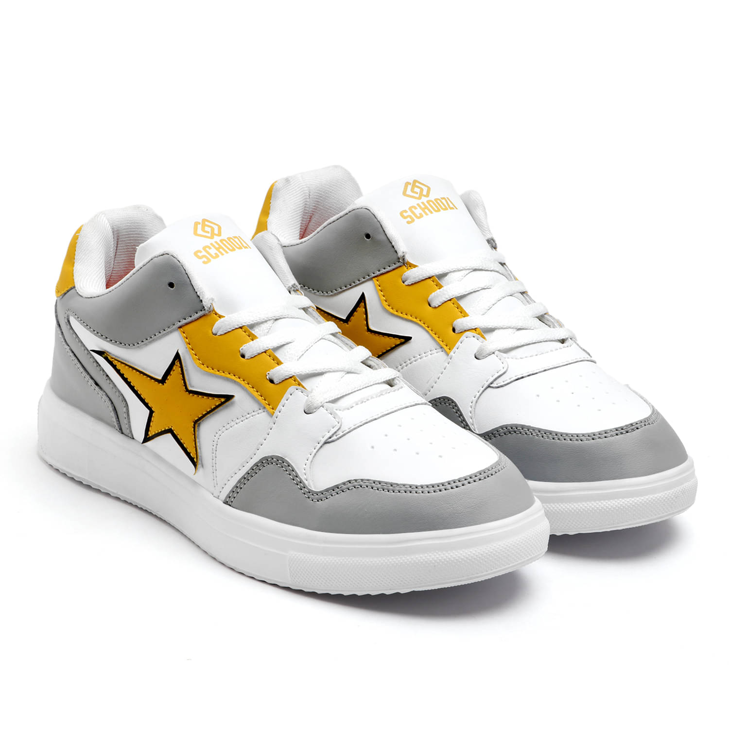     			SCHOOZI SCZ-1053-White Yellow Men's Sneakers
