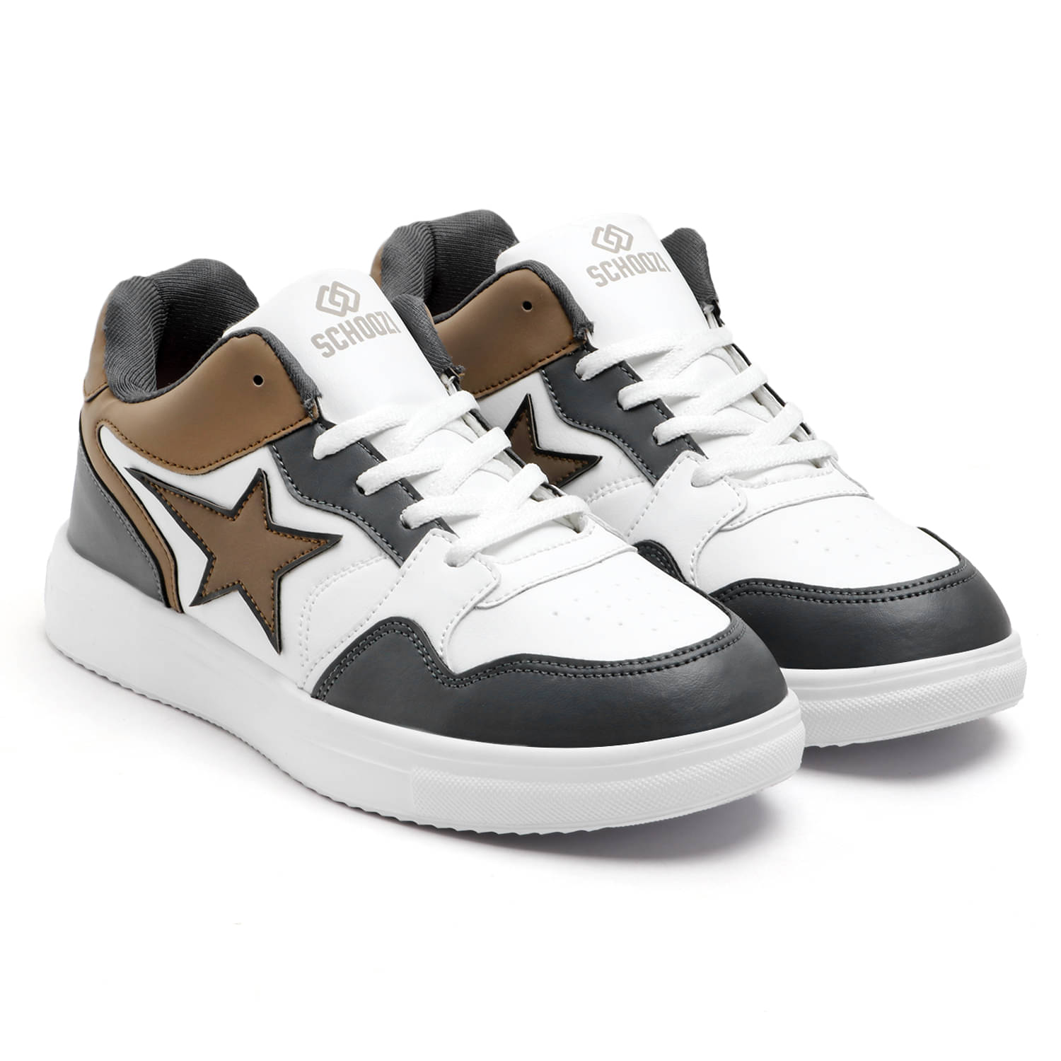    			SCHOOZI SCZ-1054-White Yellow Men's Sneakers