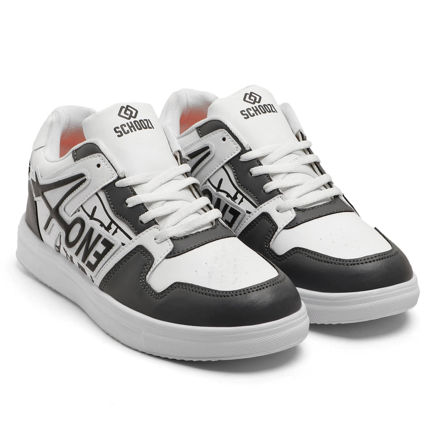     			SCHOOZI SCZ-1067-White Black Men's Sneakers