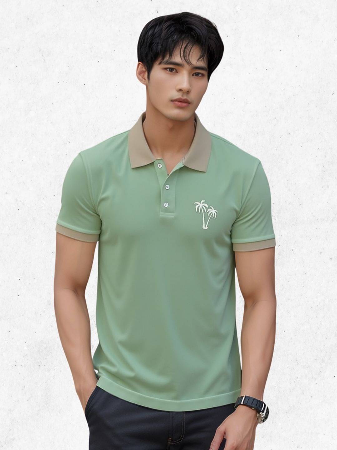 TAZO Men Cotton Blend Regular Fit Printed Polo T Shirt ( Olive Green ) TAZO Men Cotton Blend Regular Fit Printed Polo T Shirt ( Olive Green )