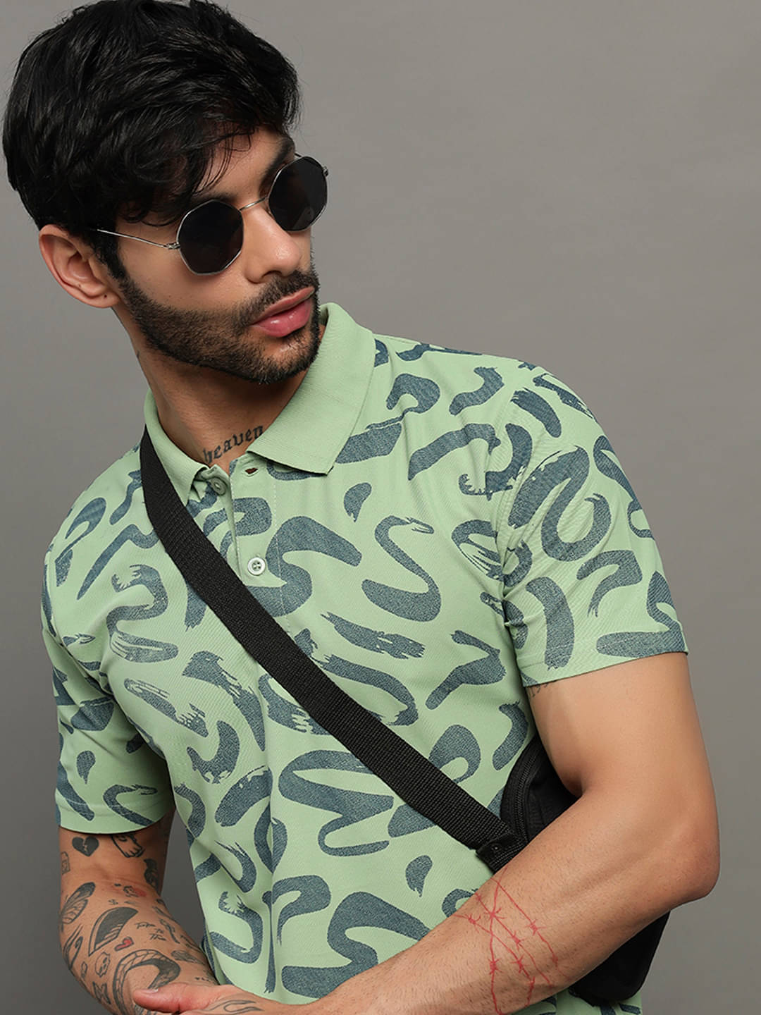     			TIMBER HITCH Men Cotton Blend Regular Fit Printed Polo T Shirt ( Light Green )