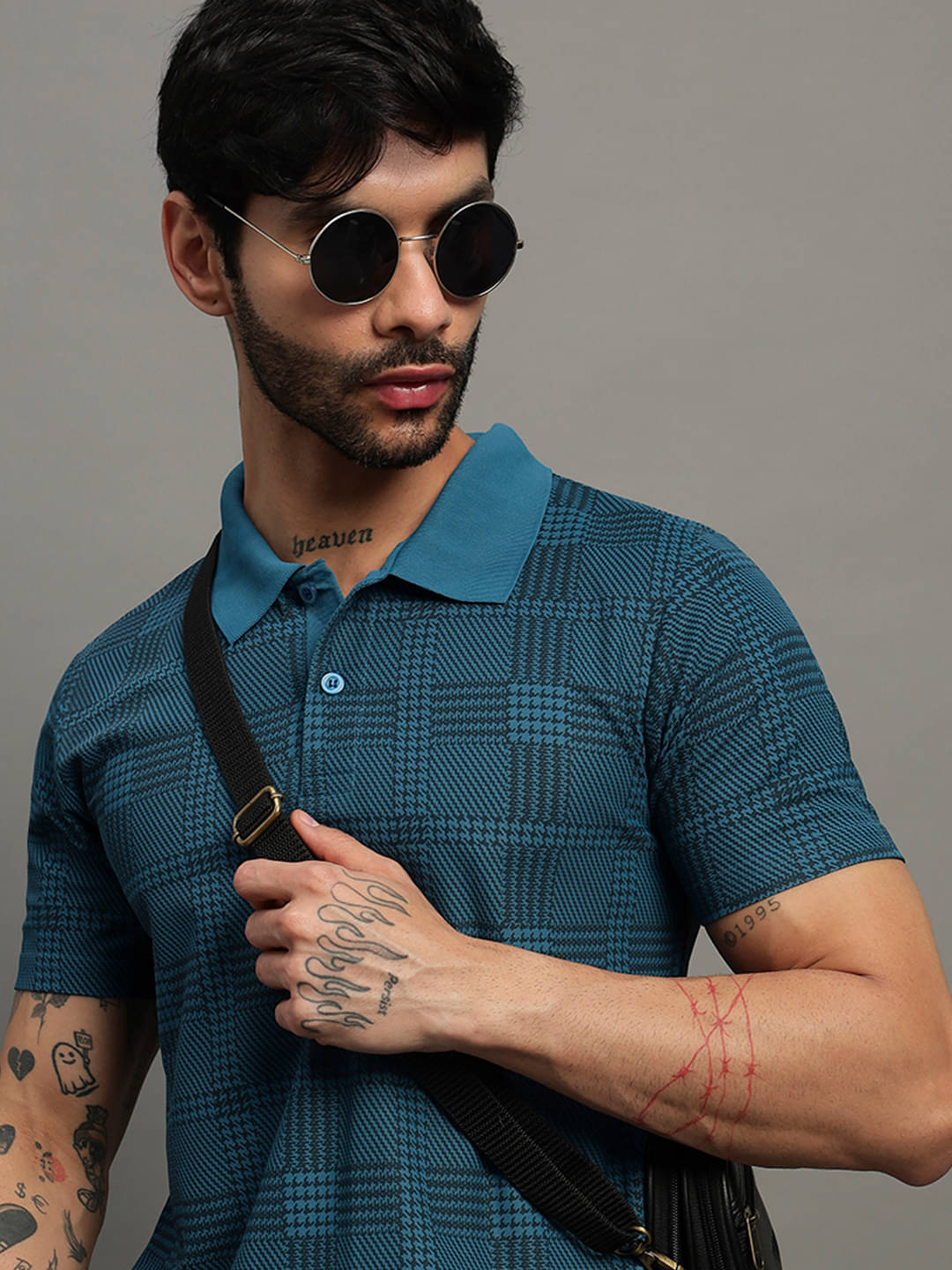 TIMBER HITCH Men Cotton Blend Regular Fit Printed Polo T Shirt ( Teal Blue )     			TIMBER HITCH Men Cotton Blend Regular Fit Printed Polo T Shirt ( Teal Blue )