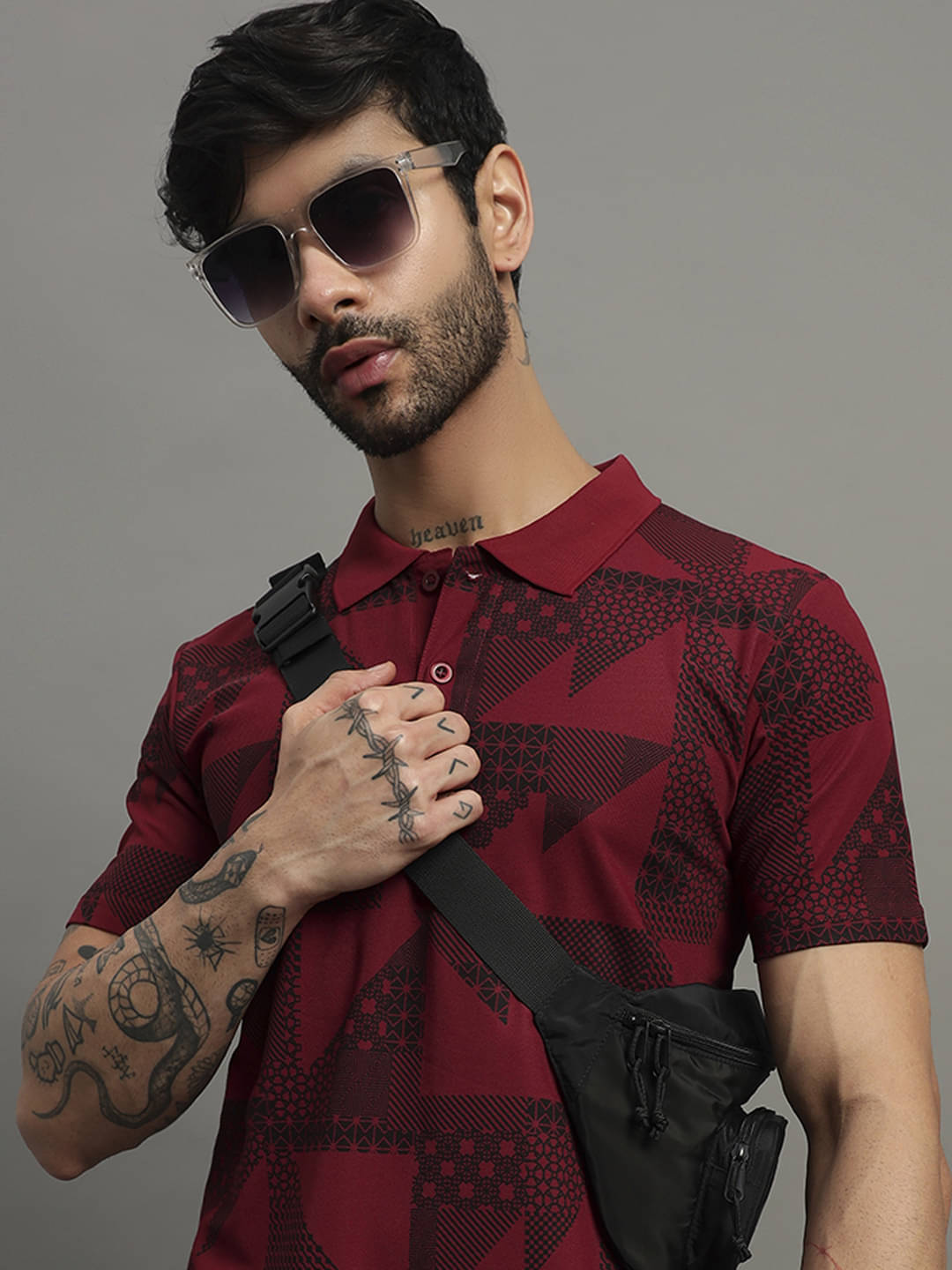 TIMBER HITCH Men Cotton Blend Regular Fit Printed Polo T Shirt ( Maroon ) TIMBER HITCH Men Cotton Blend Regular Fit Printed Polo T Shirt ( Maroon )
