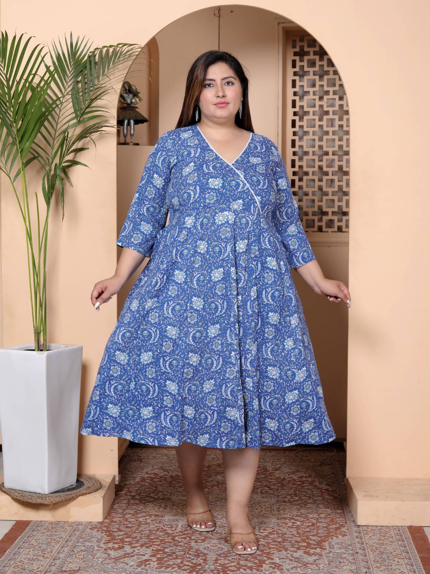     			Tankirti Women Cotton Blend Printed A-line Kurti ( Blue )