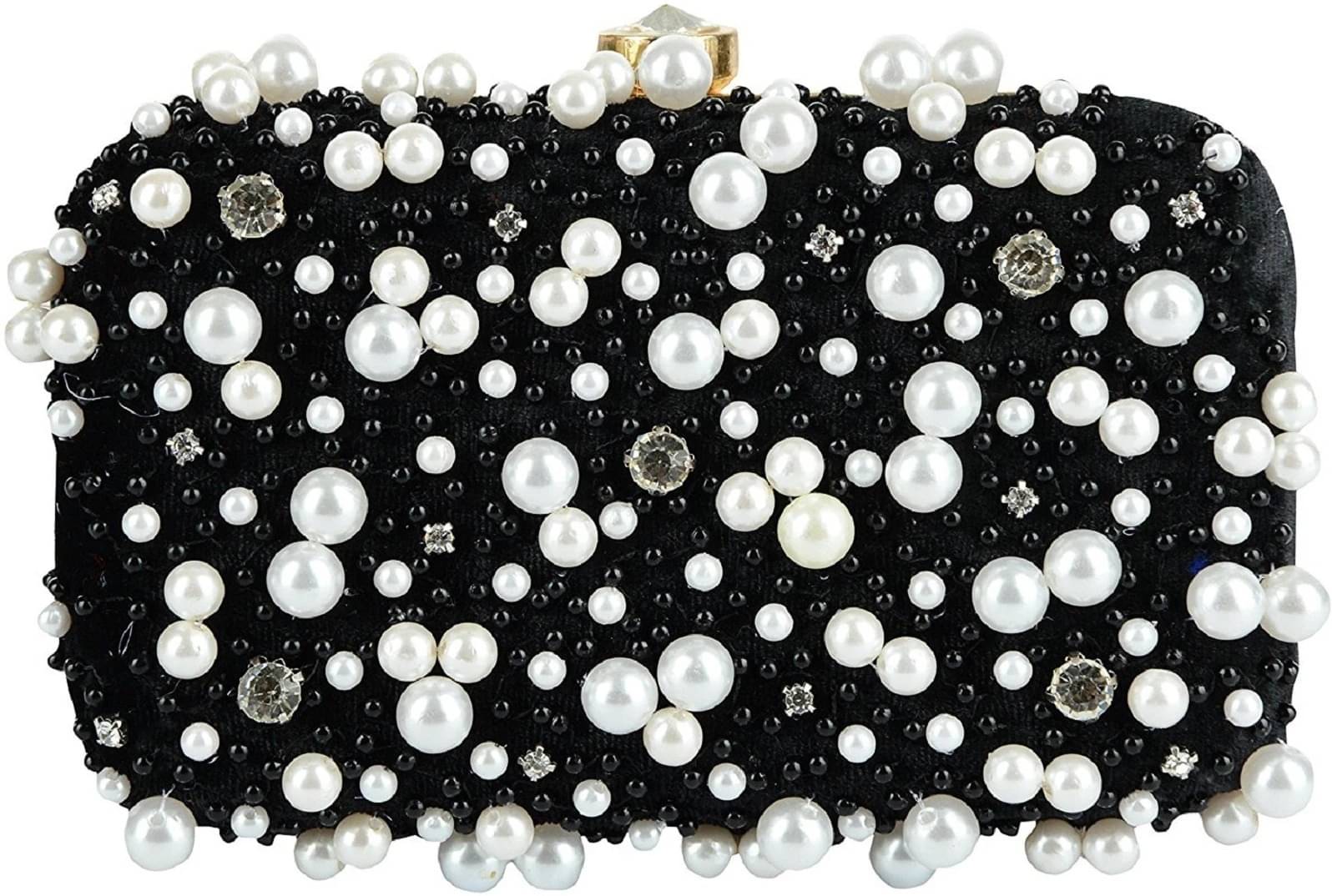     			Tooba Handicraft Black Fabric Box Clutch