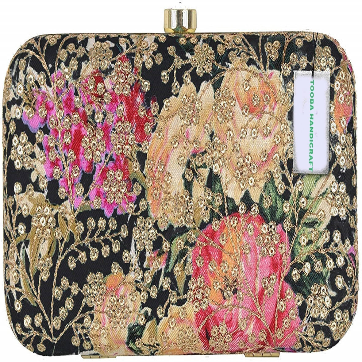    			Tooba Handicraft Black Fabric Box Clutch