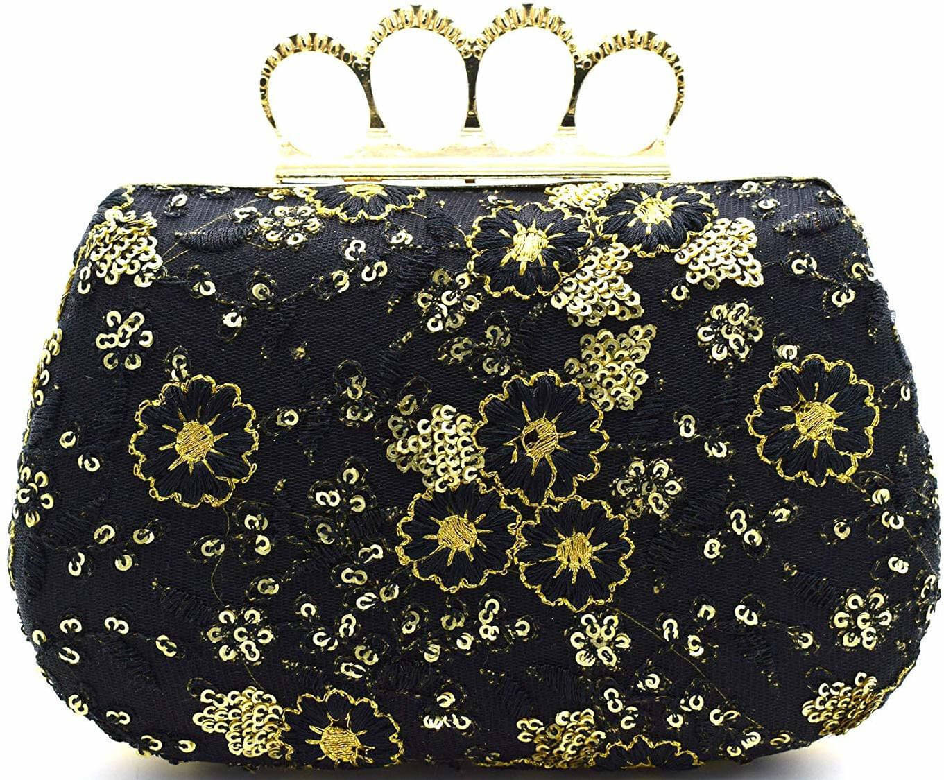     			Tooba Handicraft Black Fabric Box Clutch