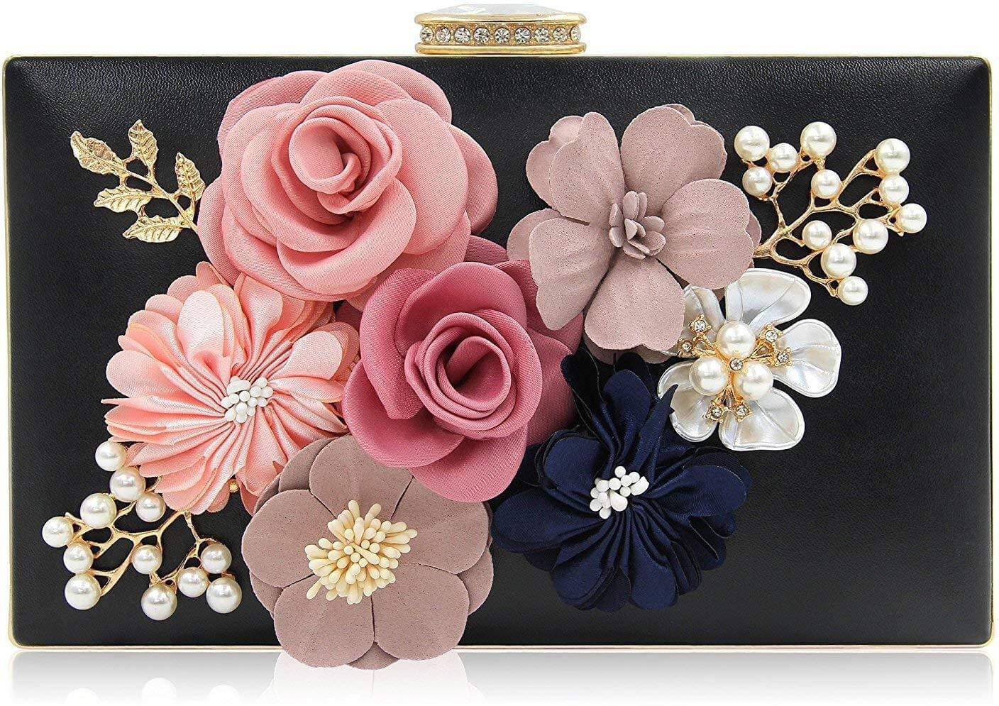     			Tooba Handicraft Black Fabric Box Clutch