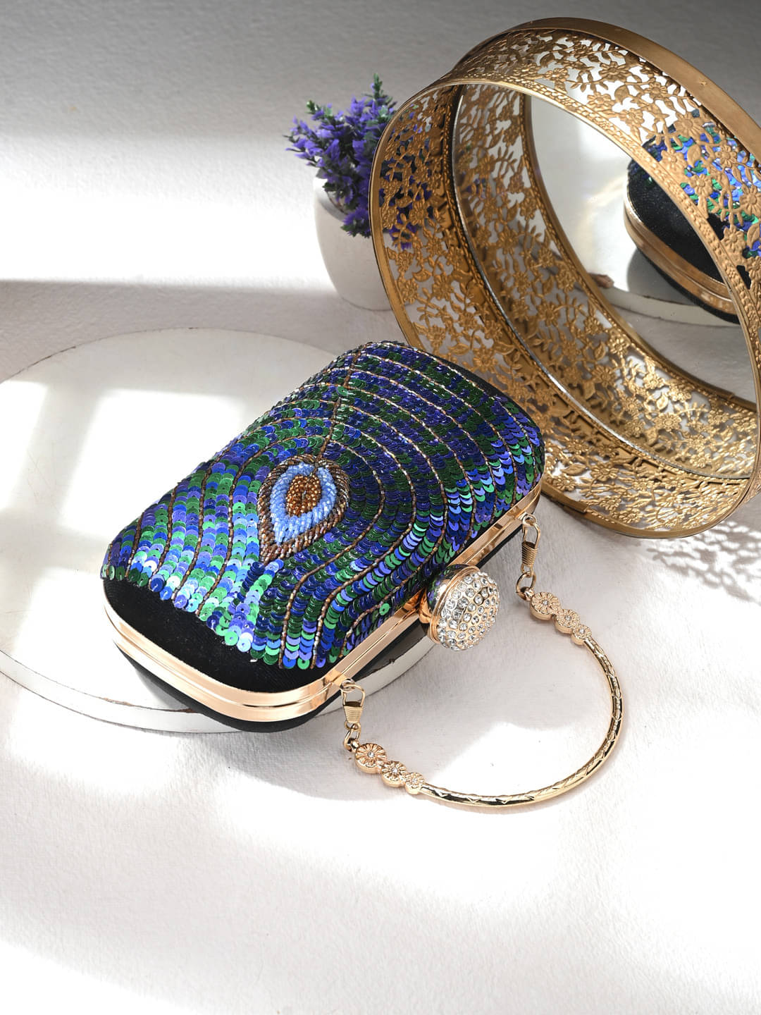     			Tooba Handicraft Black Fabric Box Clutch