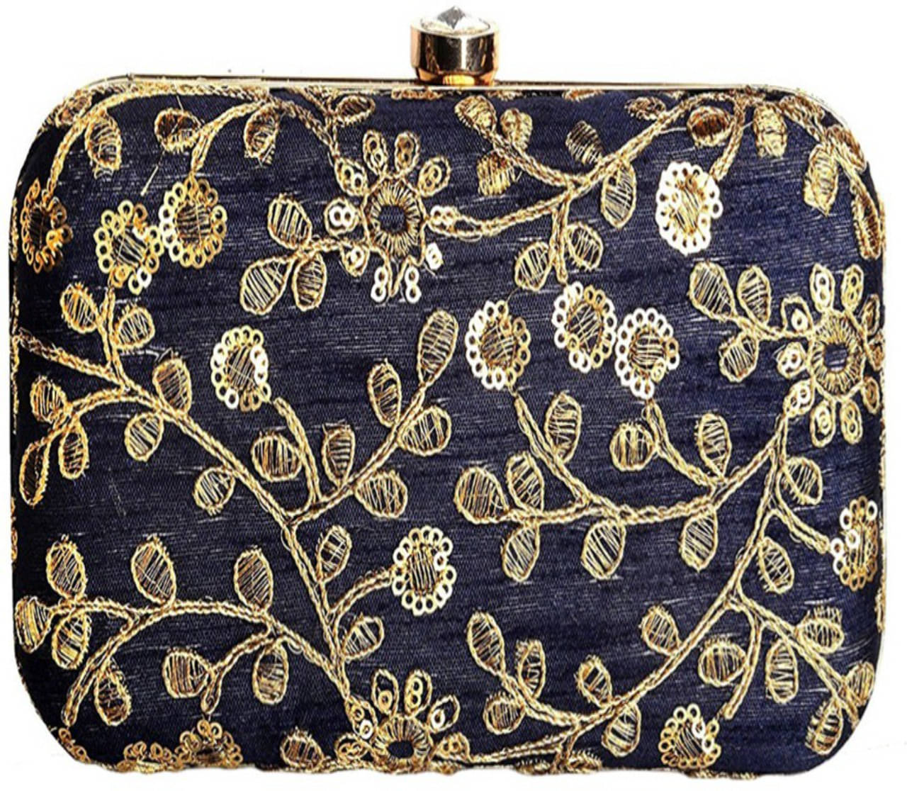     			Tooba Handicraft Black Fabric Box Clutch